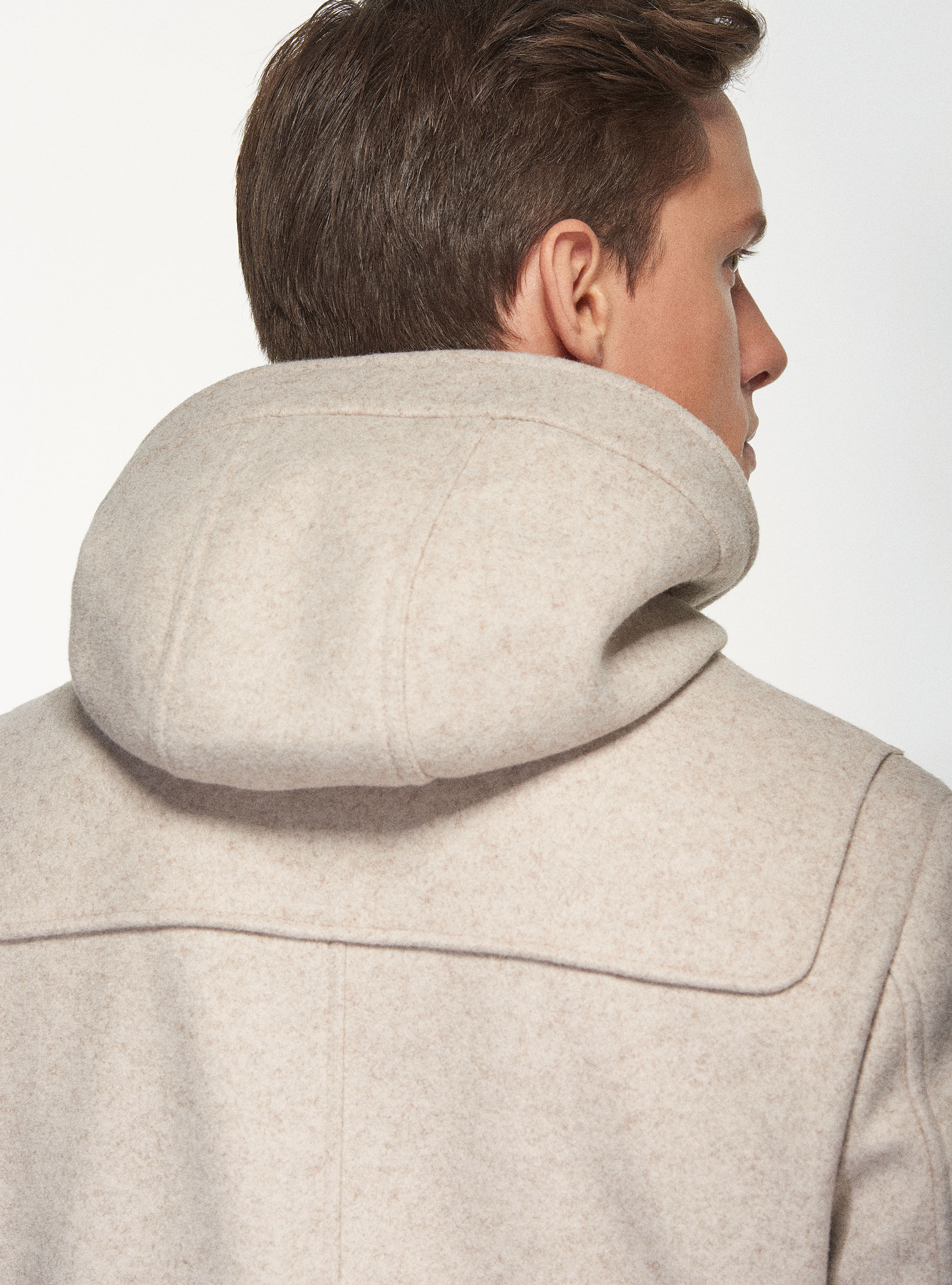 Montgomery with hood in wool blend, ECRU
