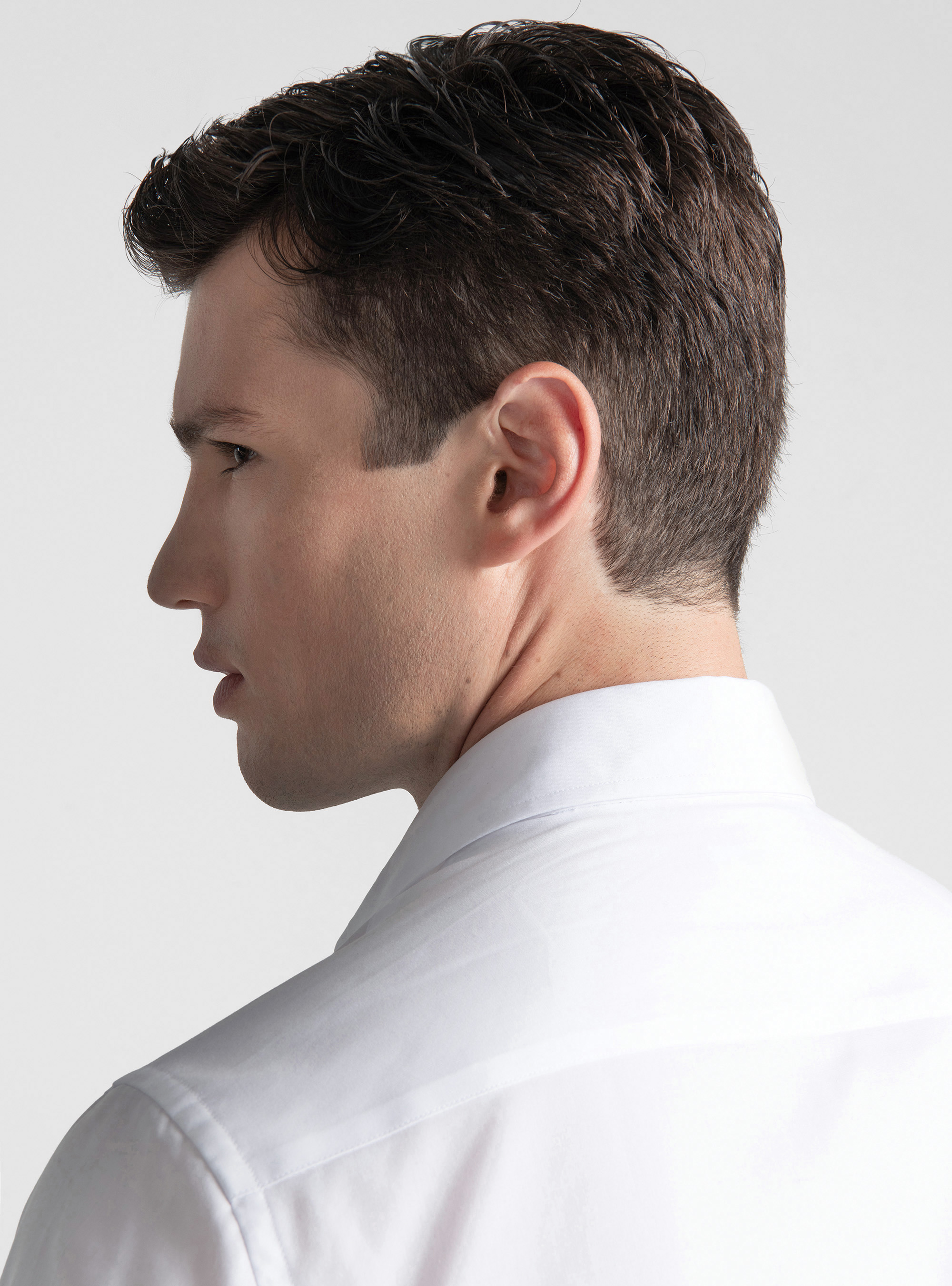 Camicia in cotone fil a fil, BIANCO