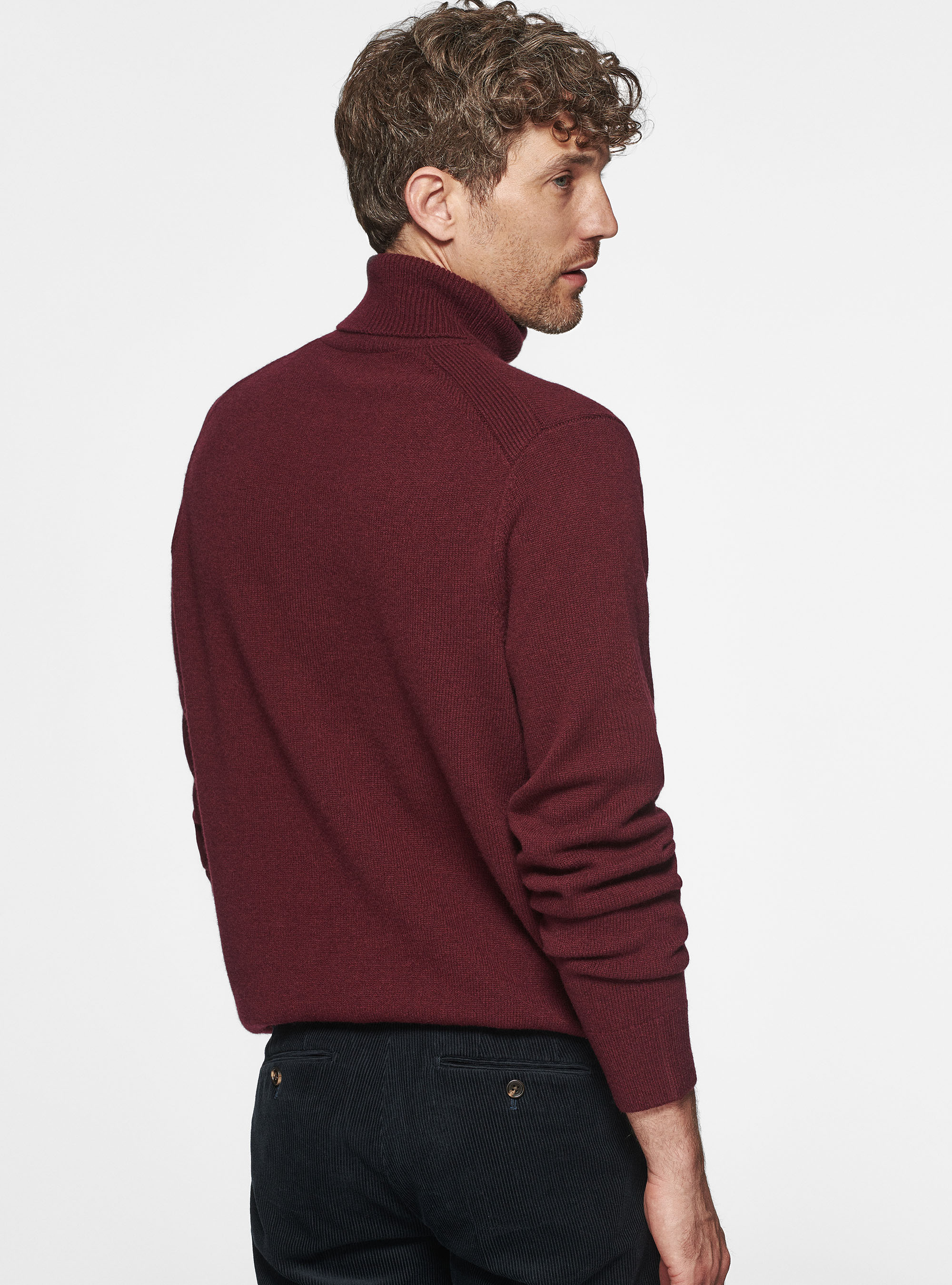 Merino wool turtleneck sweater, BORDEAUX