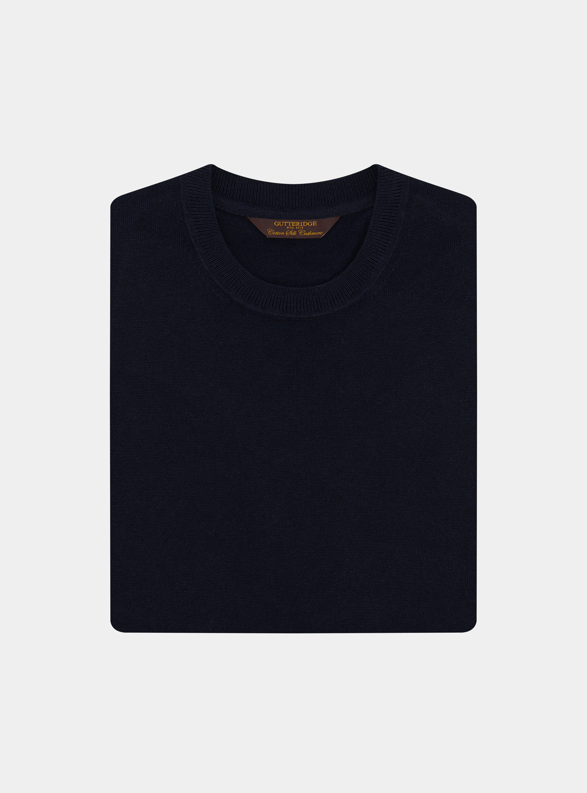 Maglia girocollo in cotone seta e cashmere, NAVY BLUE