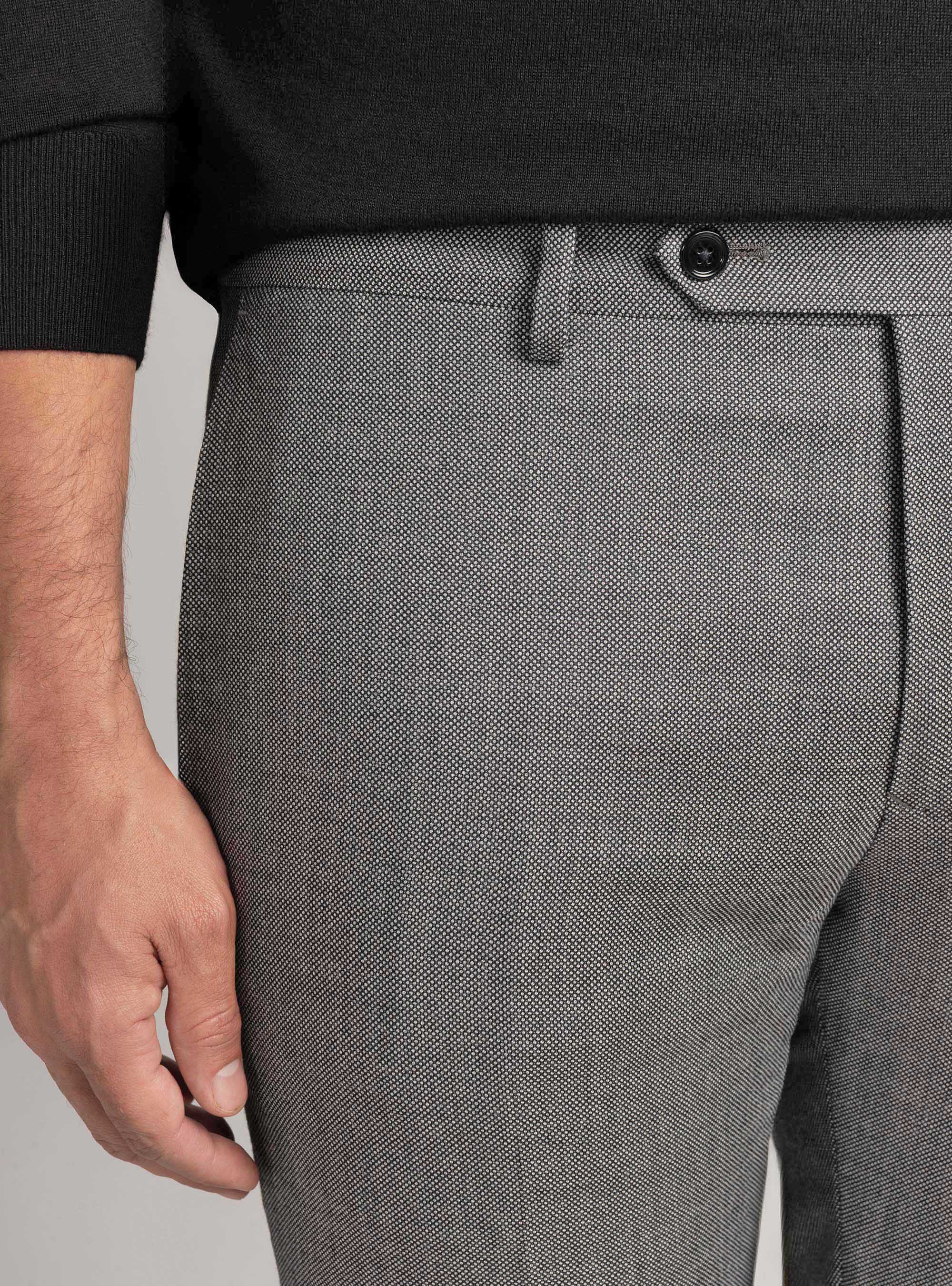 Pantaloni per abito in lana occhio di pernice Vitale Barberis Canonico, GRIGIO CHIARO