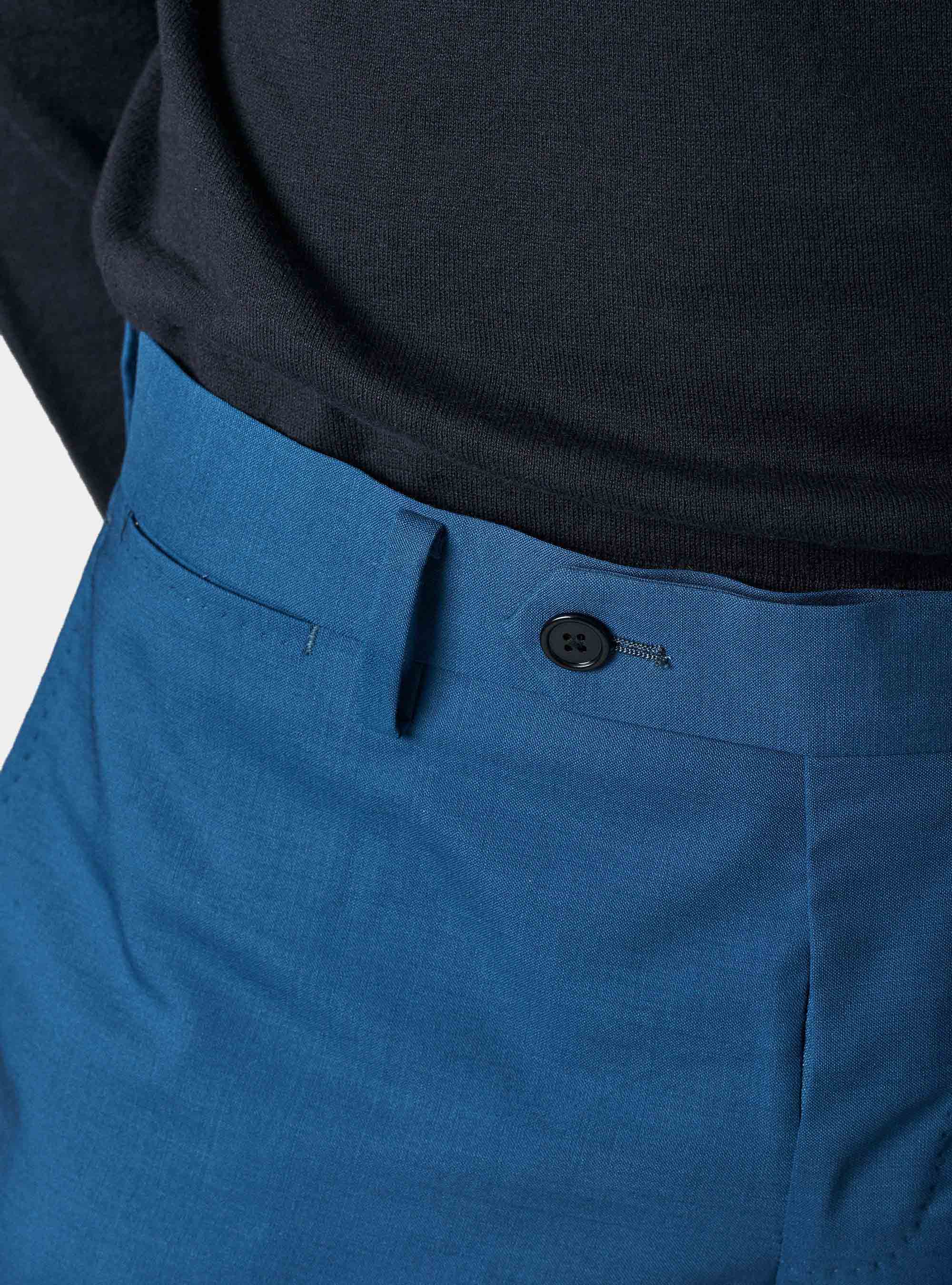 Pantaloni in pura lana superfine 120, BLU ROYAL