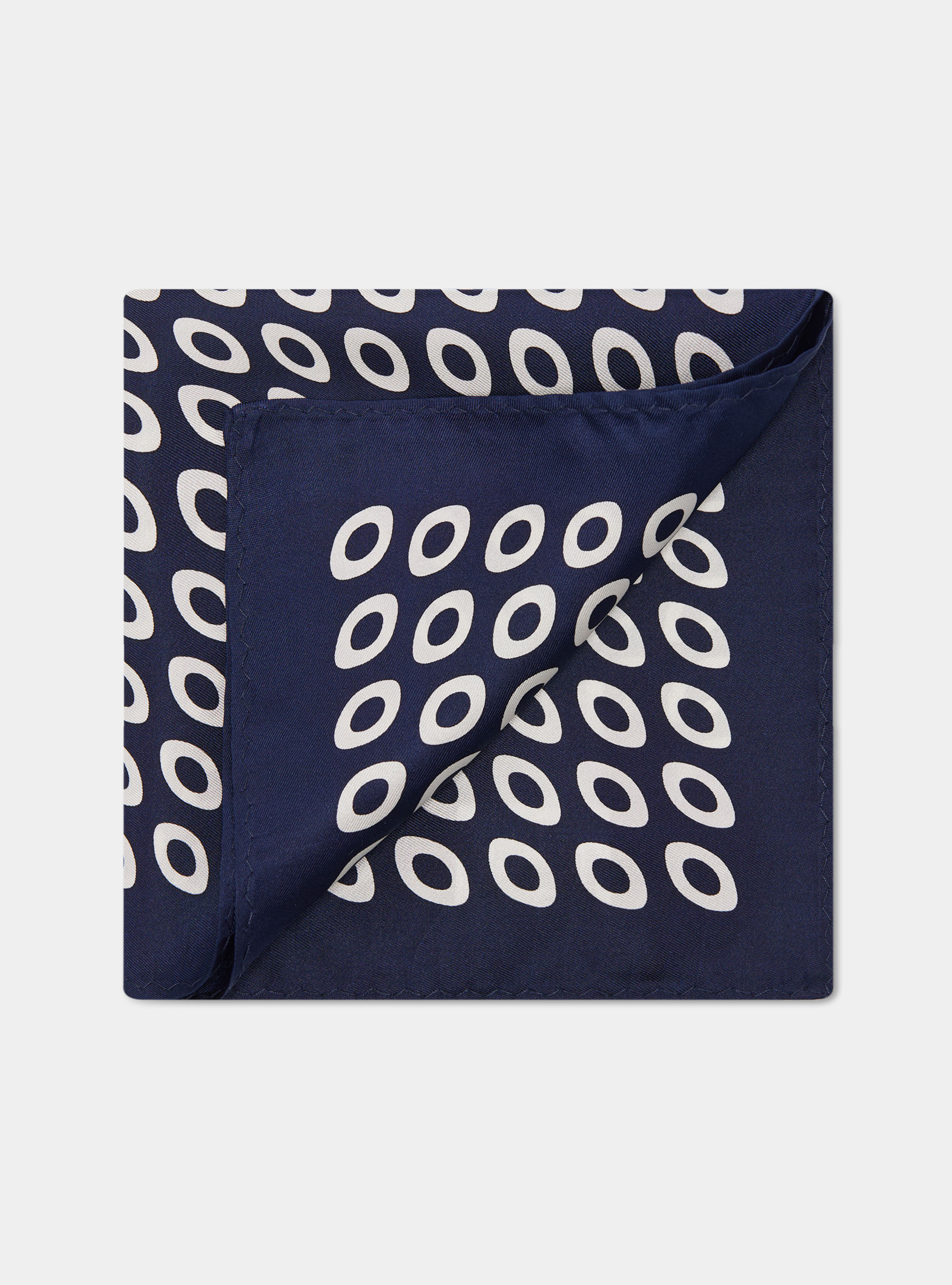 Pochette optical in seta stampata, BLU NAVY