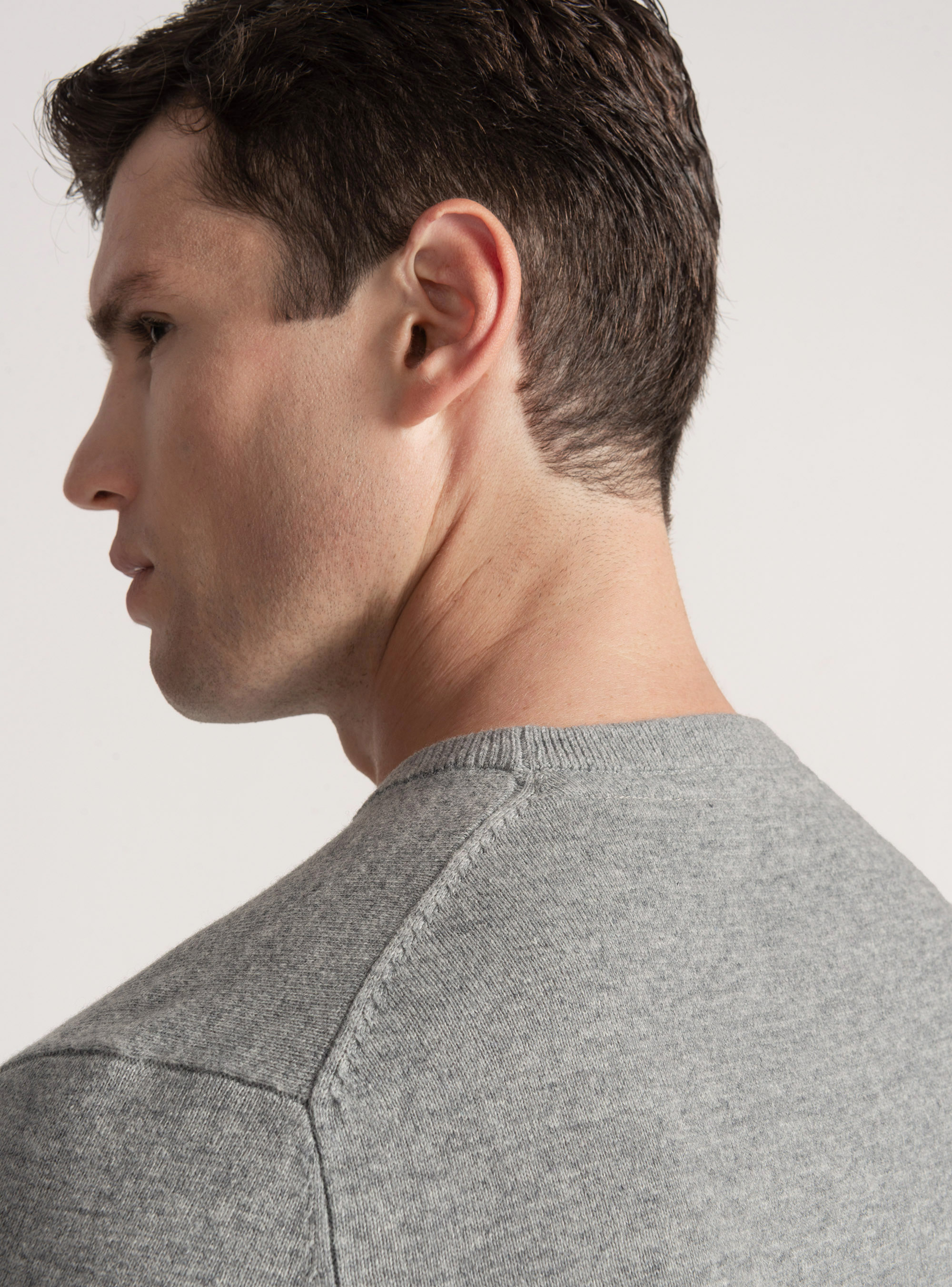 Trikot mit Rundhalsausschnitt aus Lambswool und Kaschmir, GRIGIO MELANGE 0151C