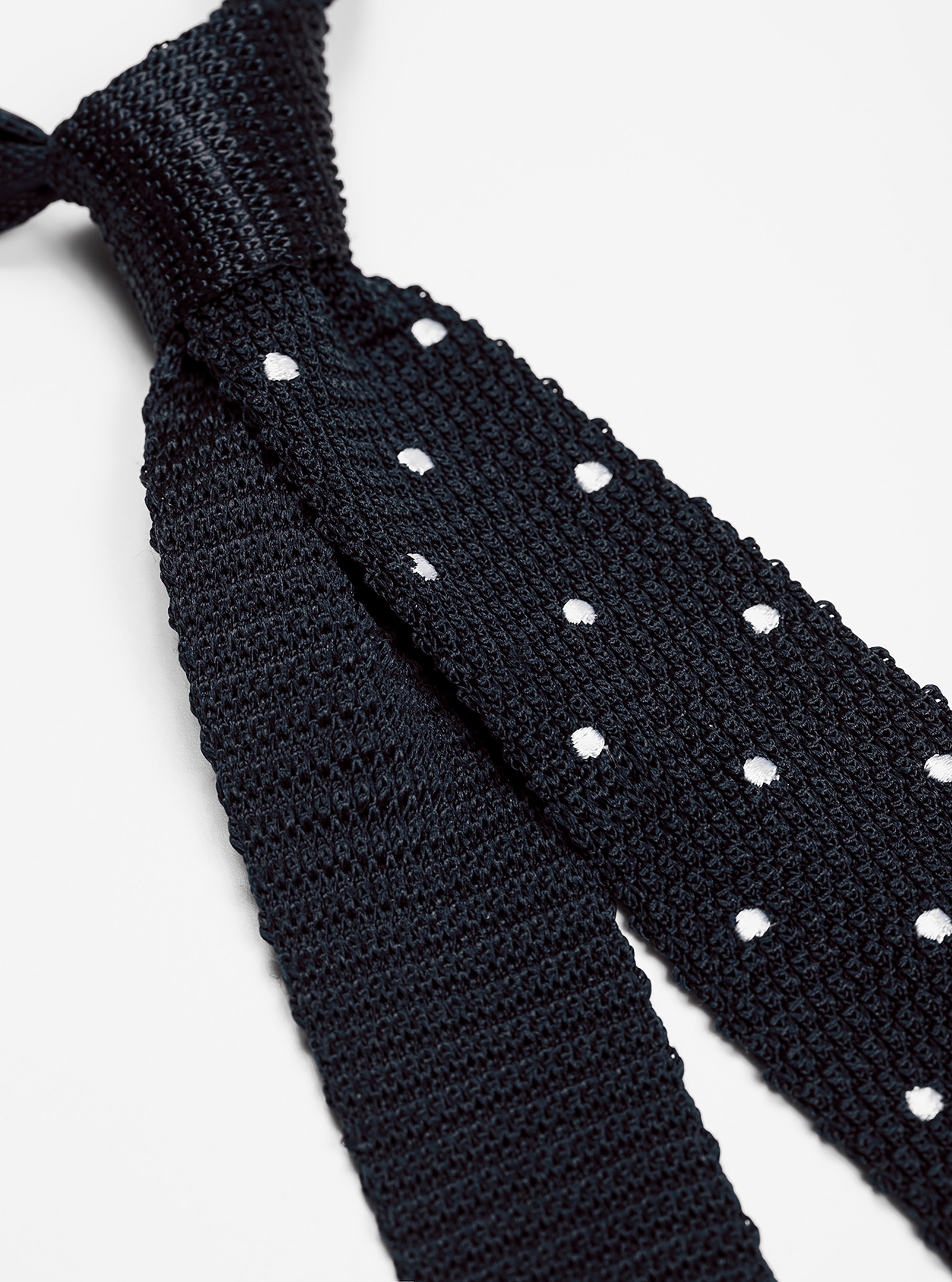 Cravatta in seta a maglia con pois, BLU NAVY