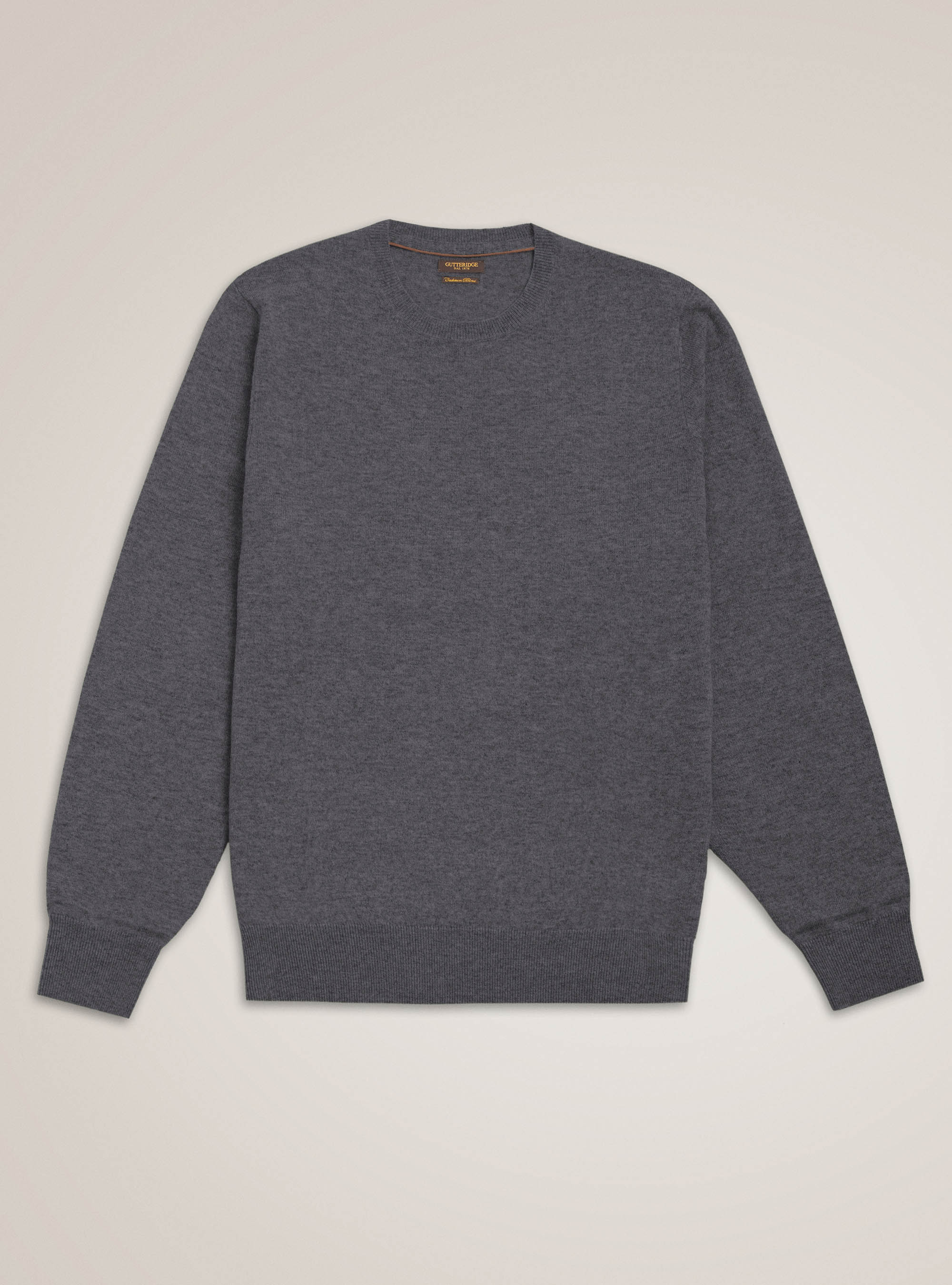 Maglia girocollo in lana lambswool e cashmere, ASFALTO