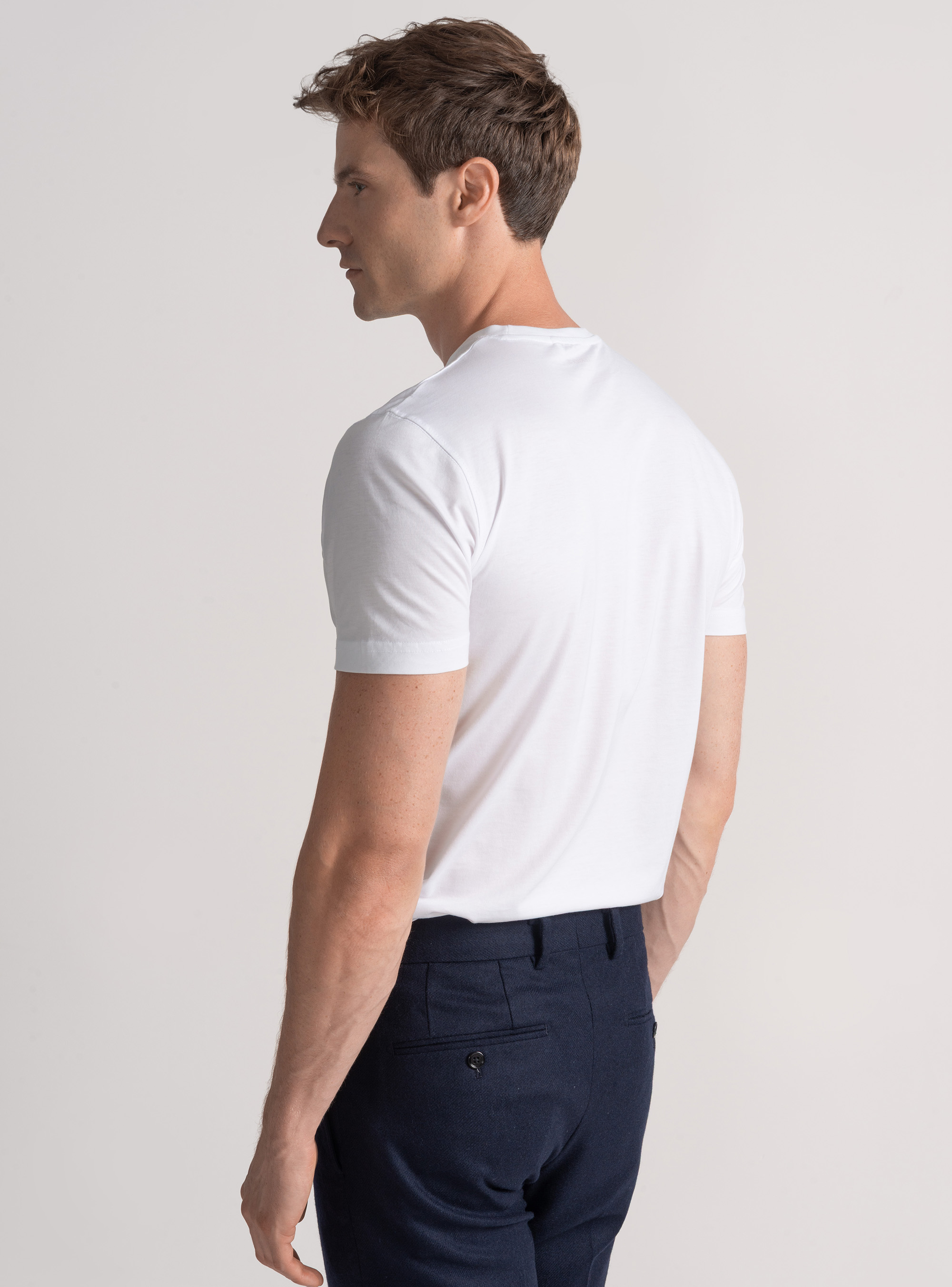 T-shirt in cotone supima mezza manica, BIANCO