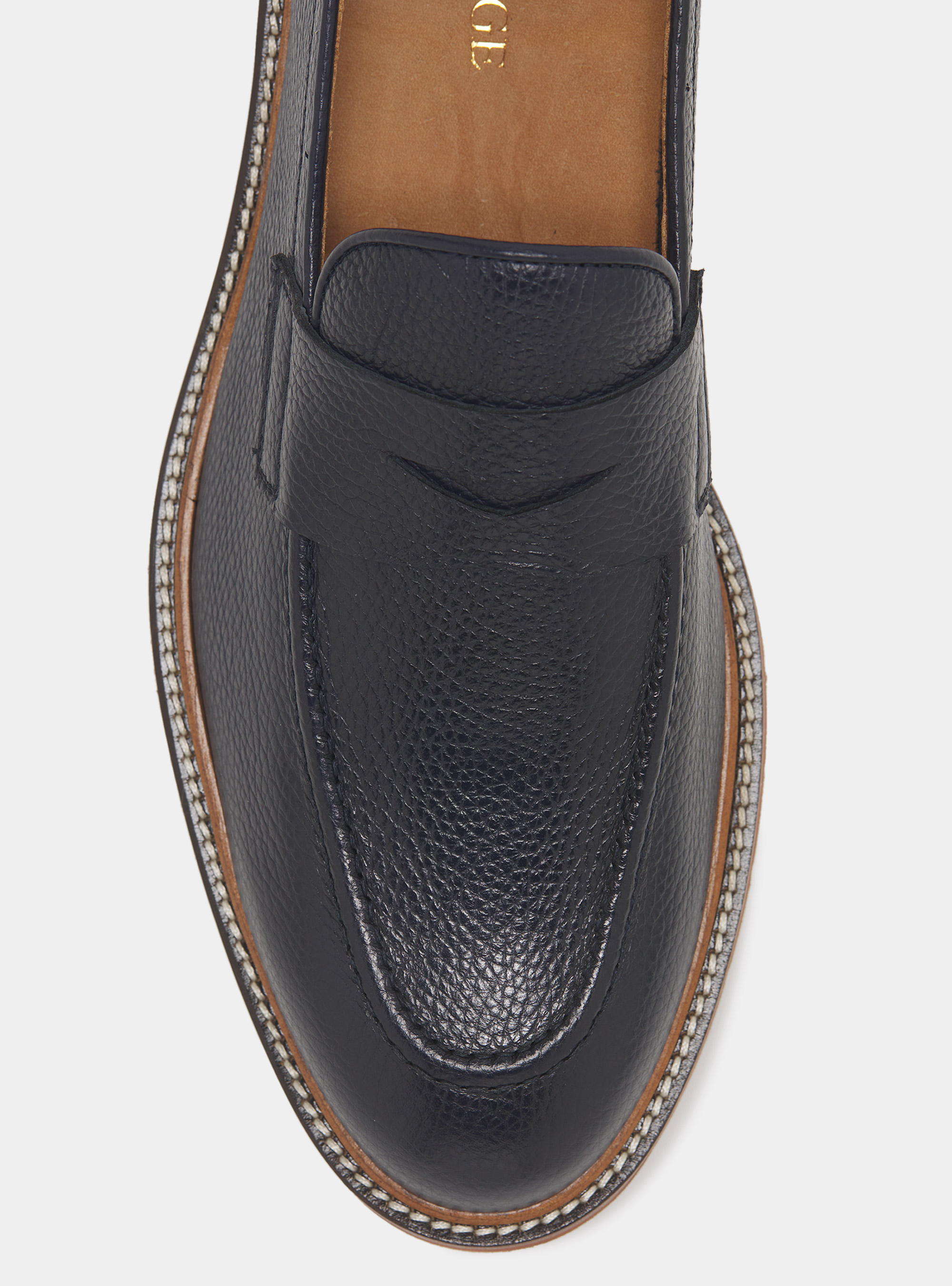 Leather loafers, NAVY BLUE