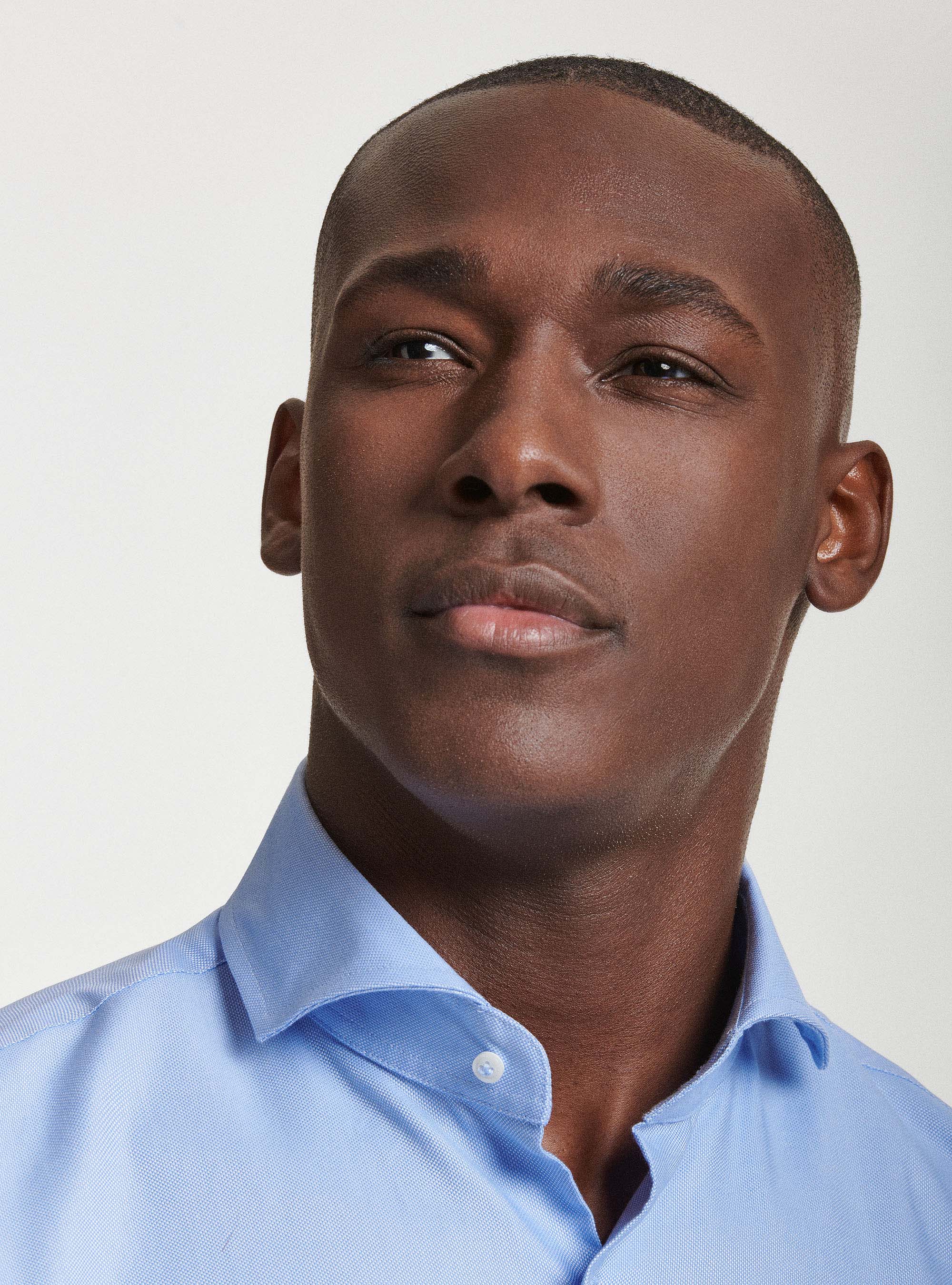 Camicia collo francese in cotone oxford, AZZURRO