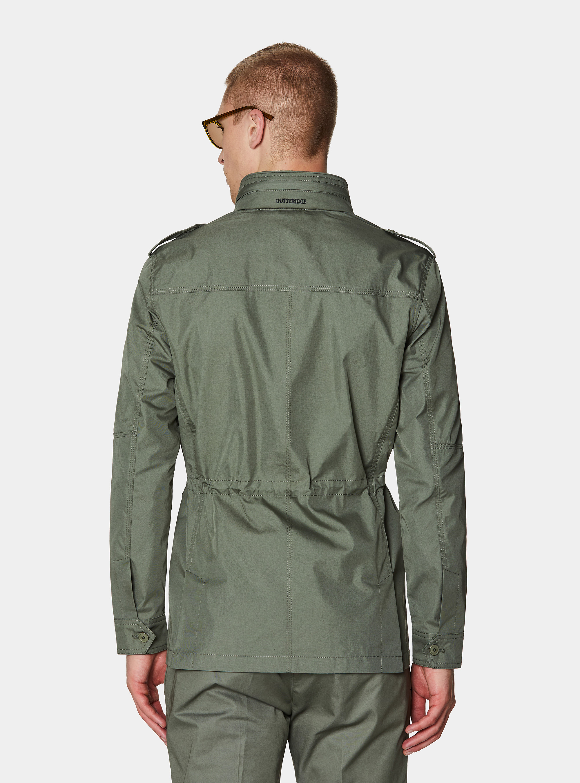 Field jacket in twill de algod&oacute;n y lino, SALVIA 0602C