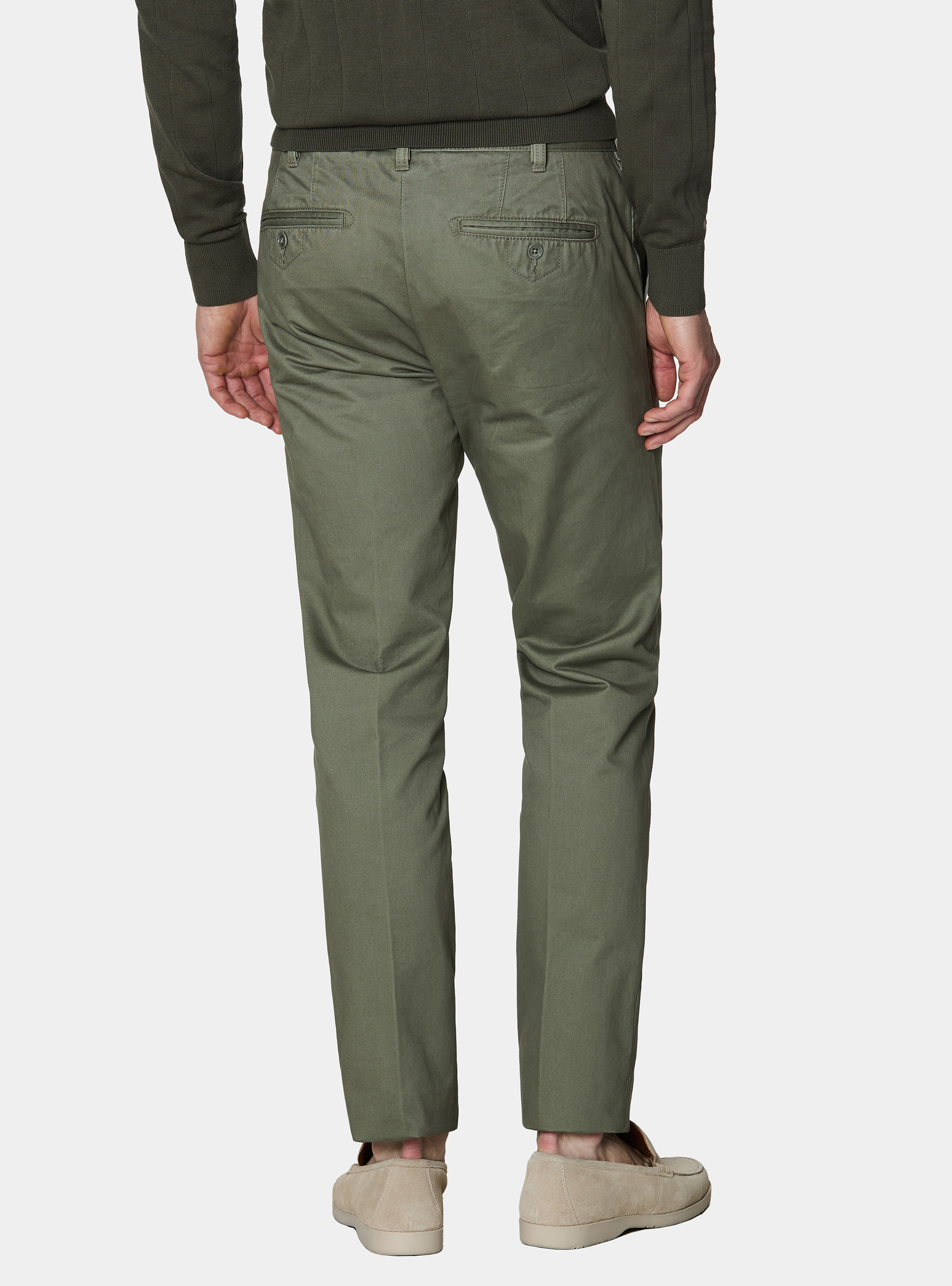 Cotton twill chino trousers, SALVIA 0602C