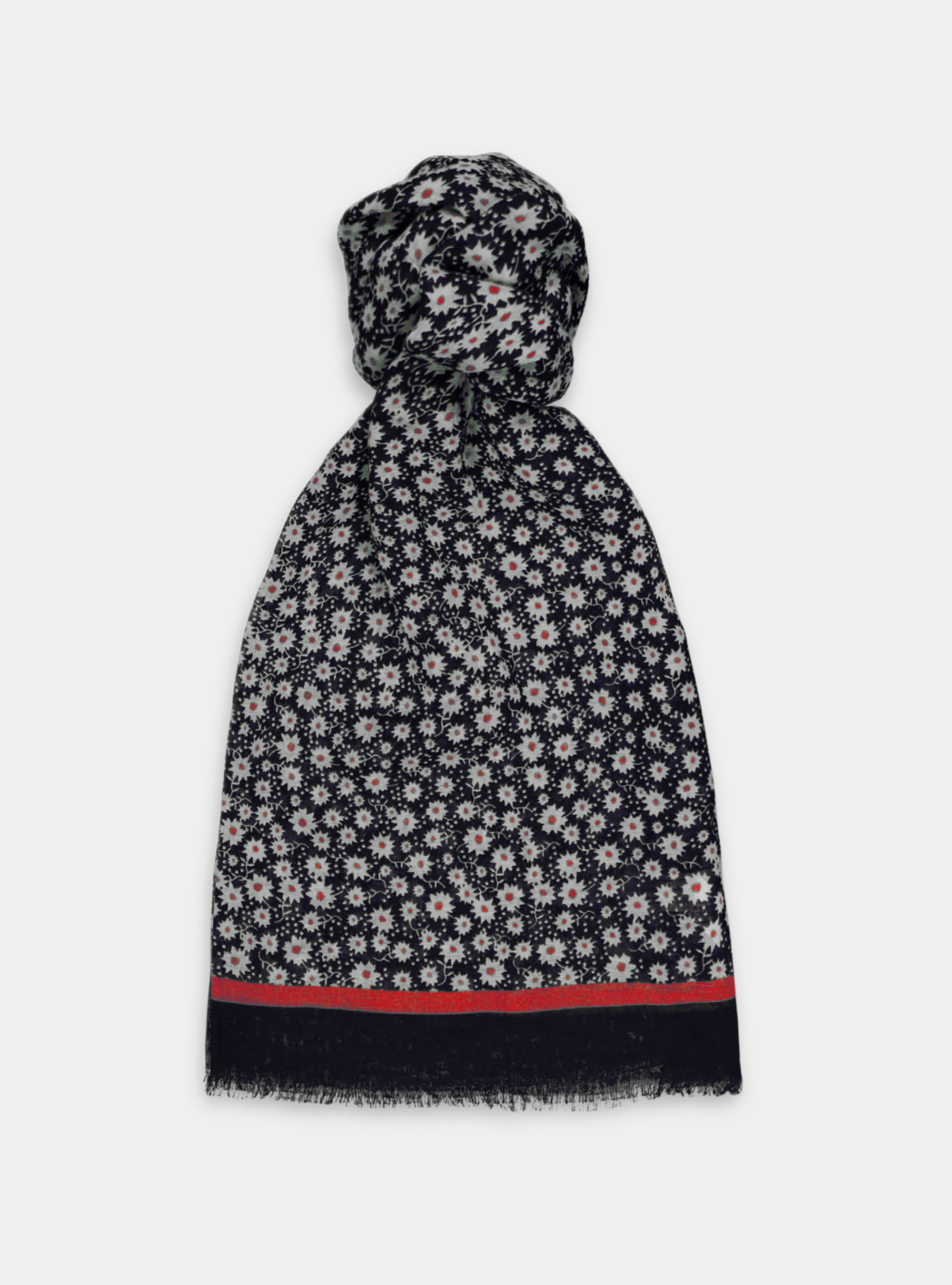 Daisy patterned scarf, NAVY BLUE