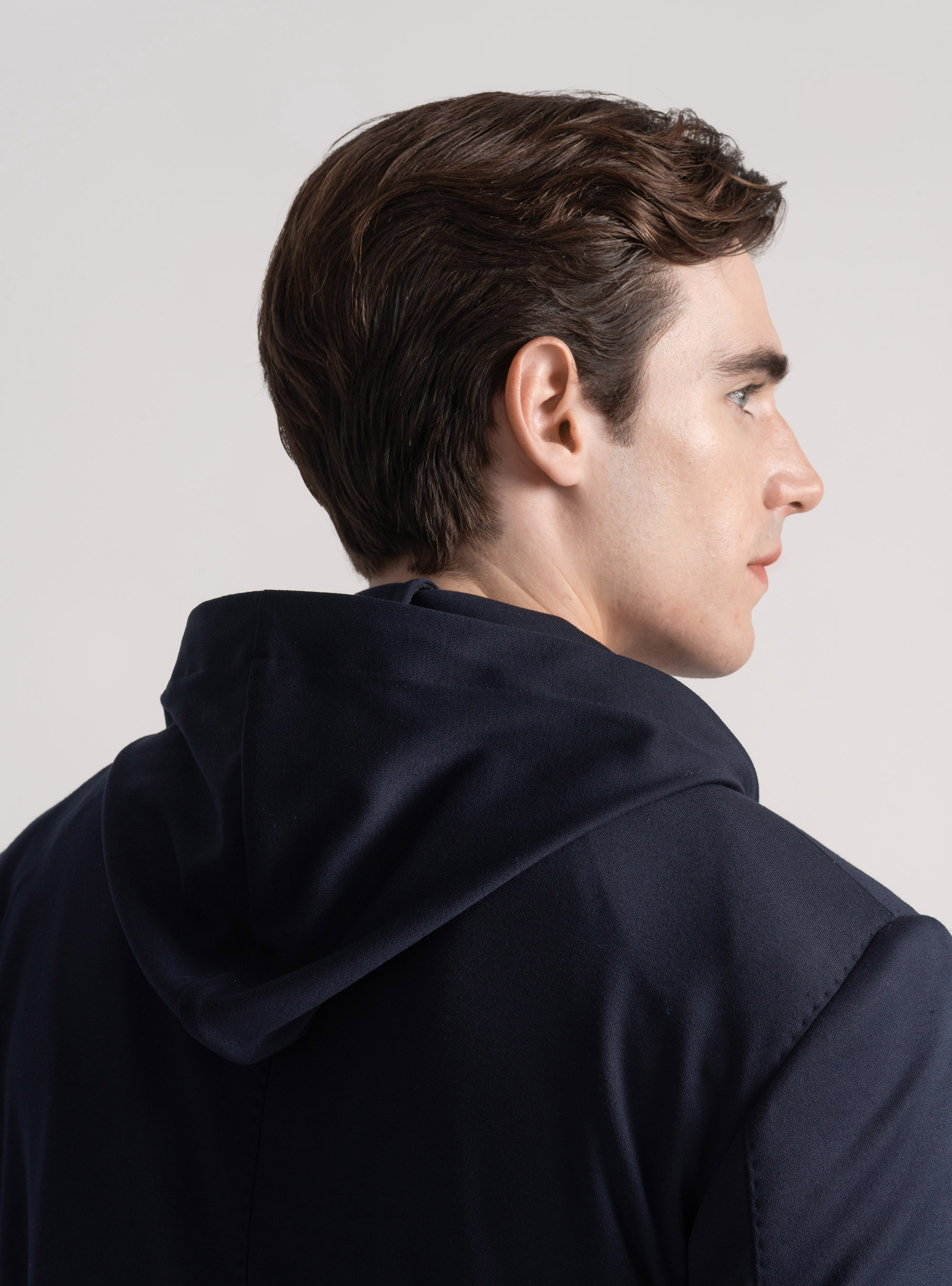 Giacca jersey con cappuccio removibile, BLU NAVY