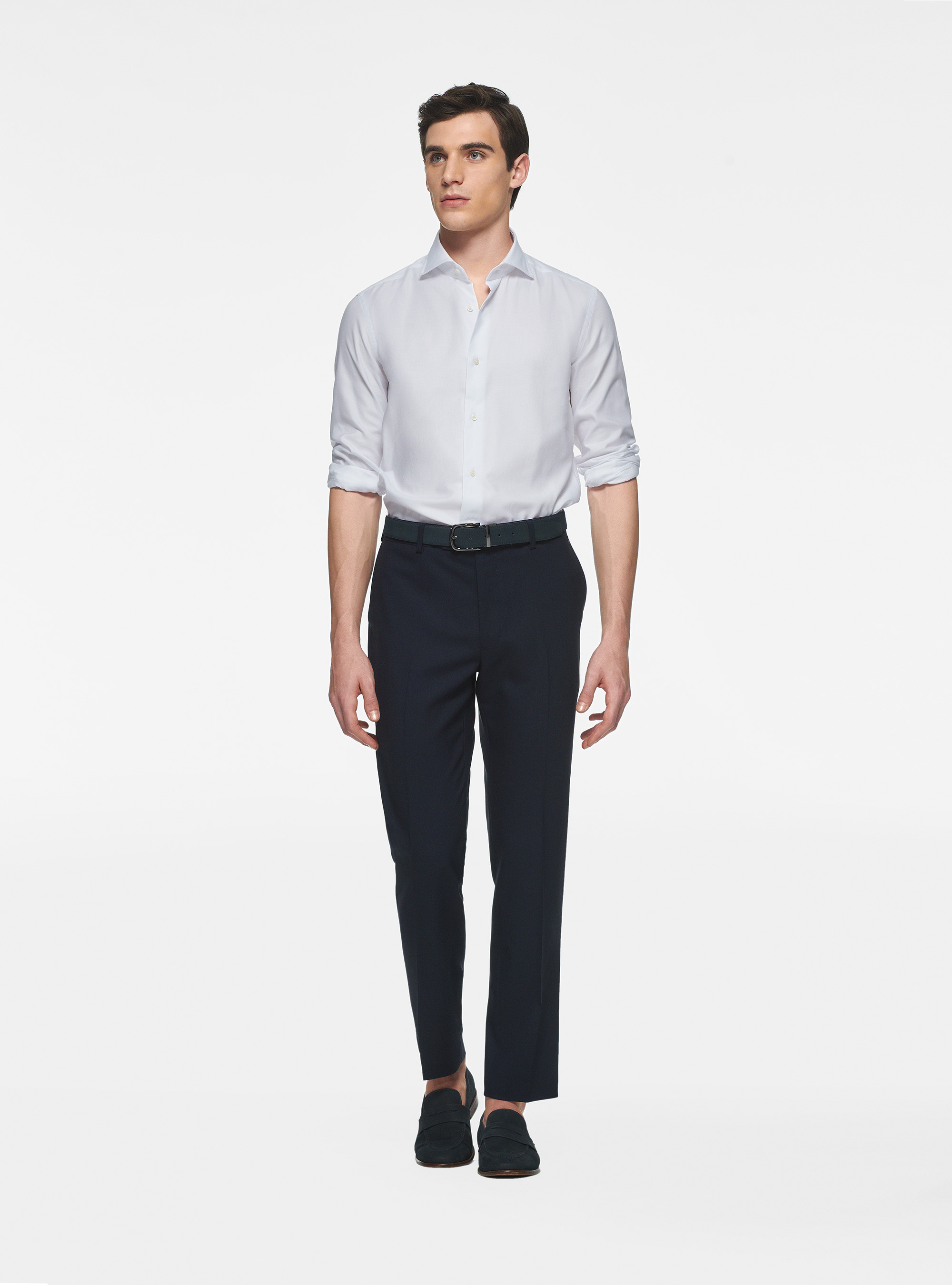 Camicia in cotone oxford, BIANCO