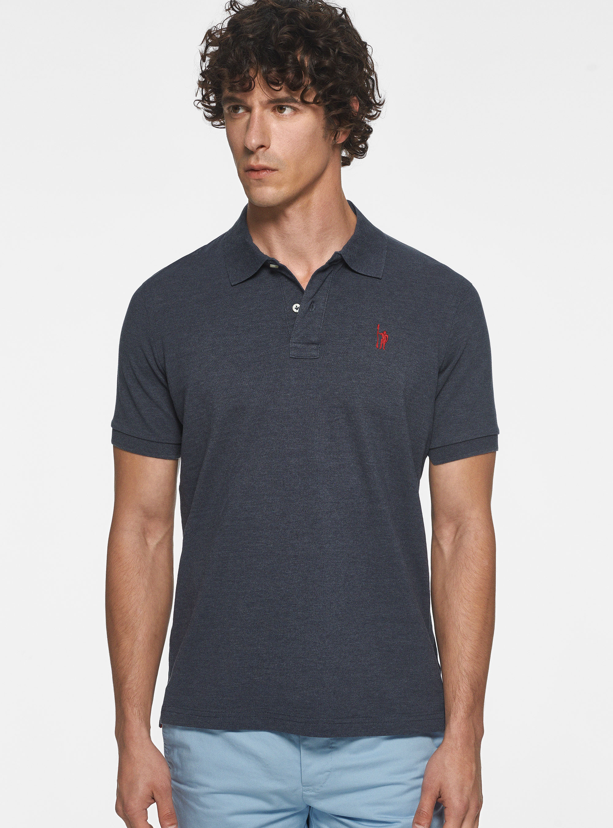 Gutteridge - Polo in piquet con ricamo, Unisex, Inchiostro, Taglia: S