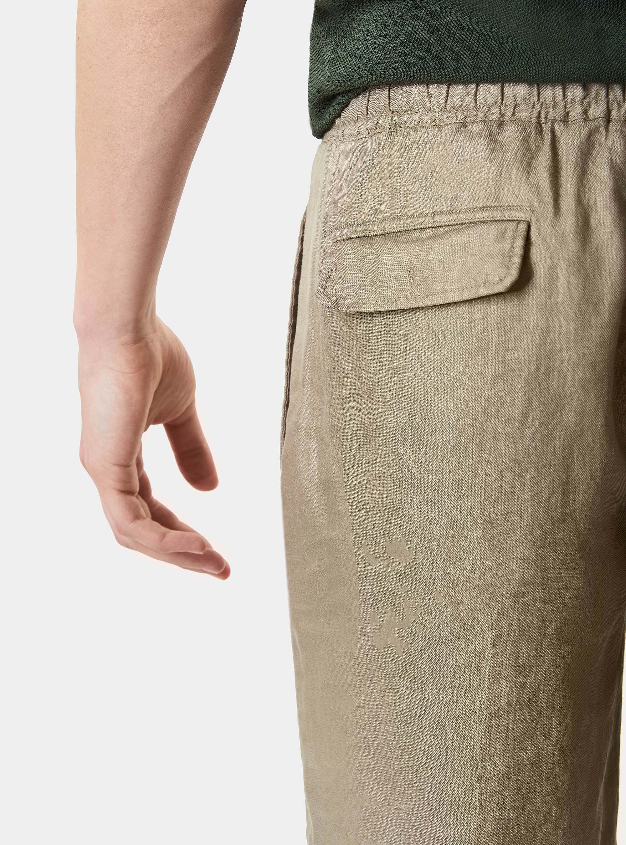 Linen Bermuda shorts with elastic and drawstrings, MUD
