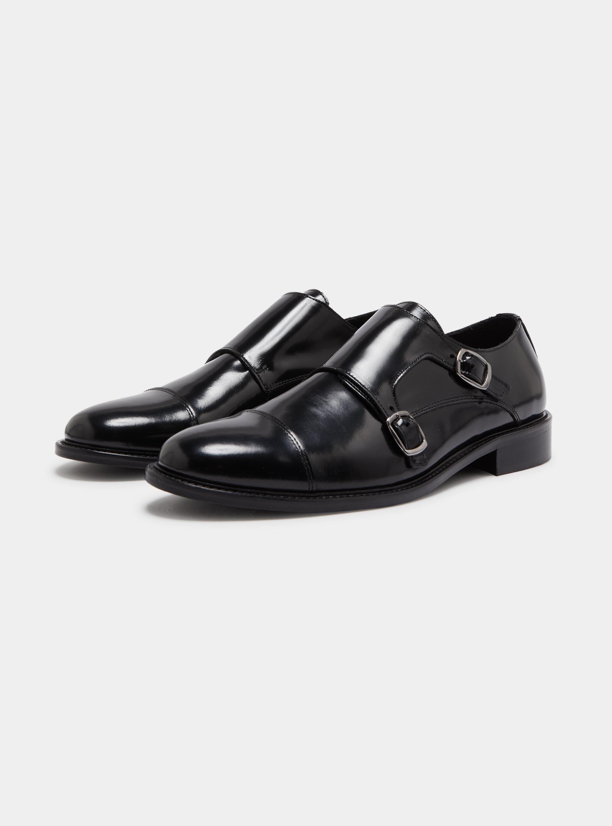 Monk strap in pelle abrasivata, NEGRO