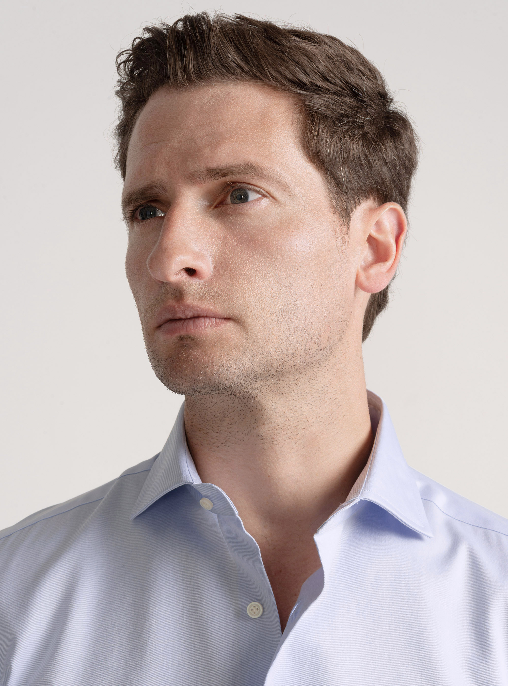 Camicia in twill di cotone, AZZURRO