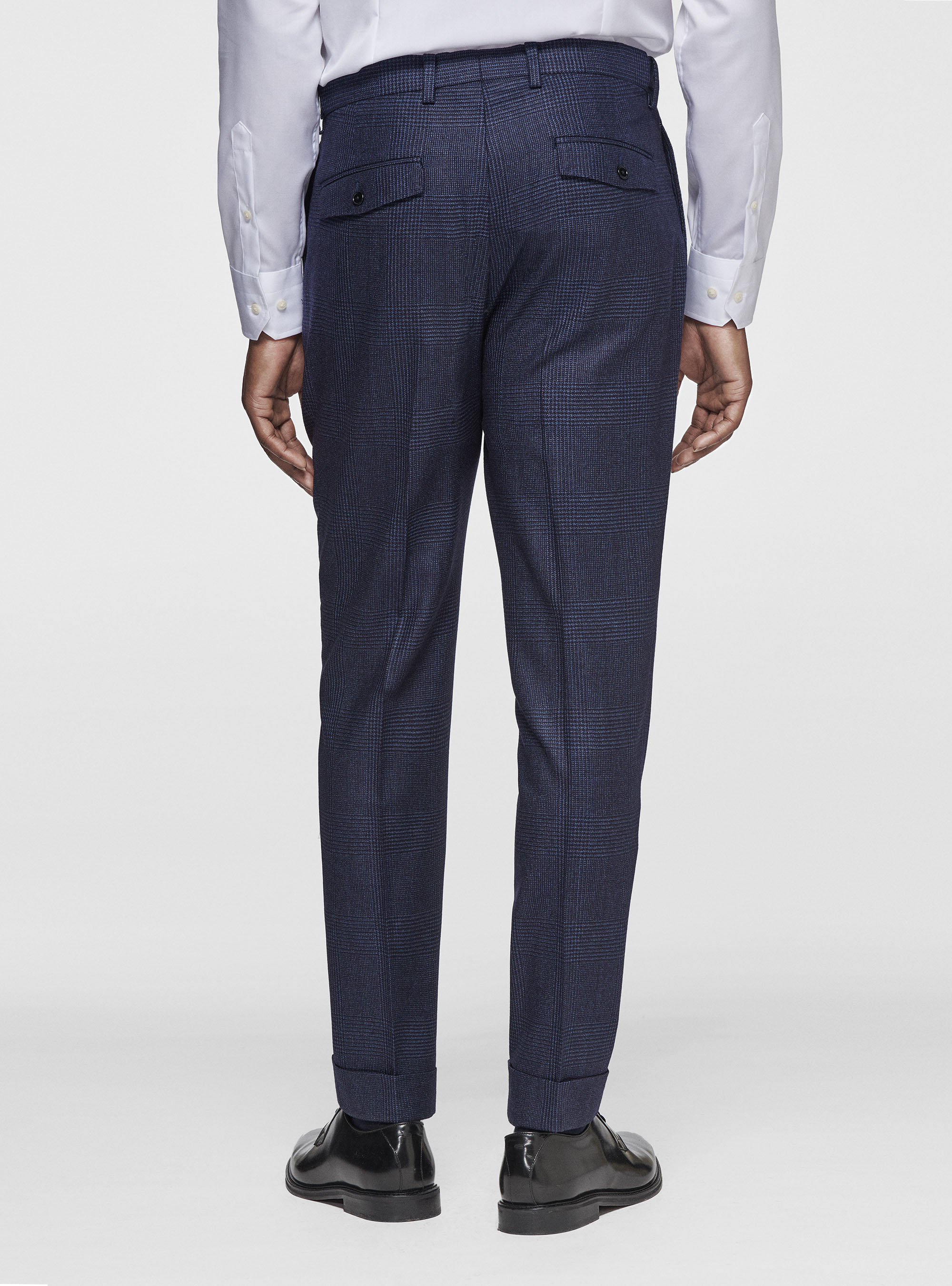 Pantaloni in pura lana fantasia, BLU NAVY