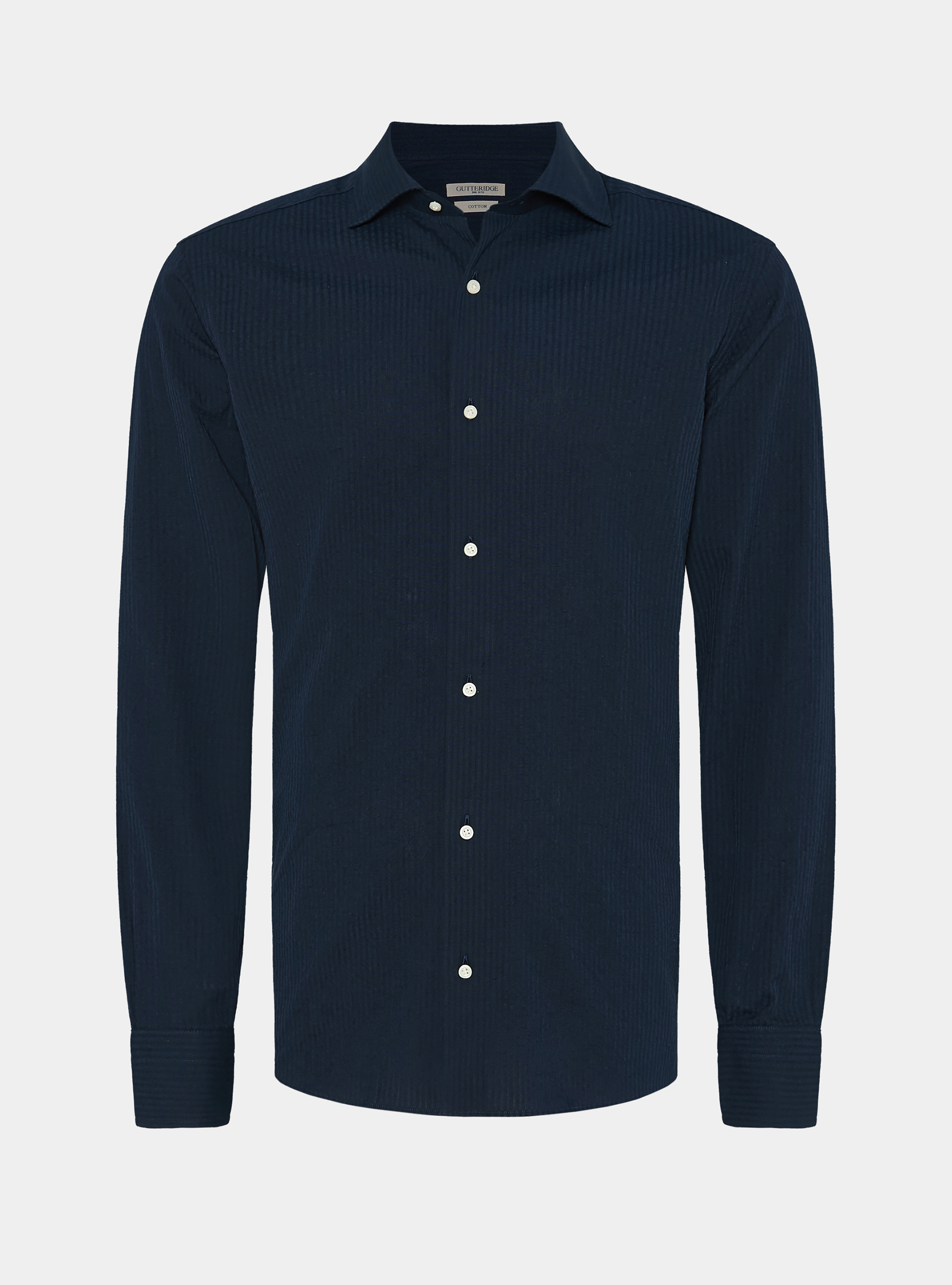 Camicia in cotone seersucker, BLU NAVY