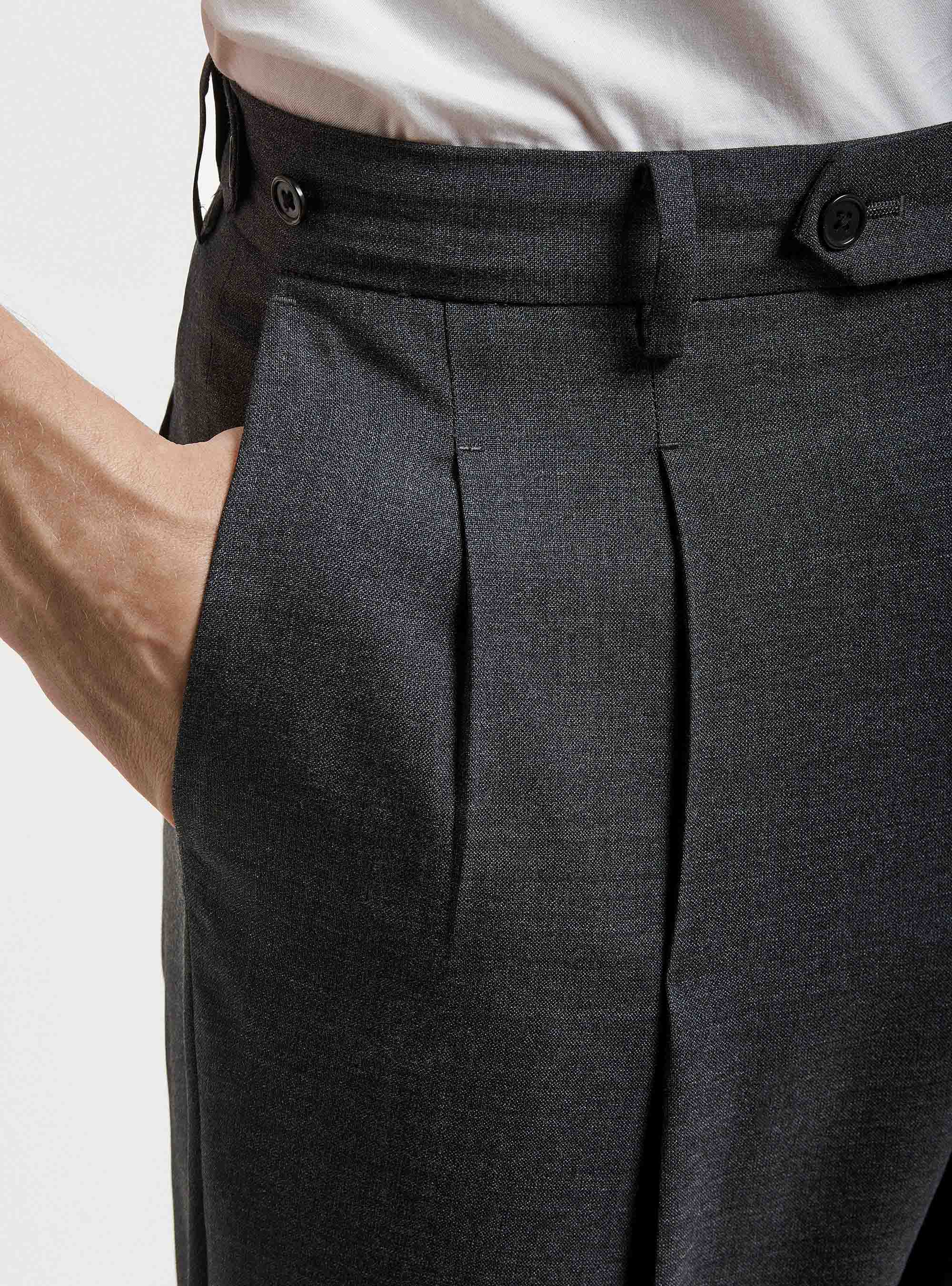 Pantaloni con pince in pura lana Vitale Barberis Canonico, ASFALTO