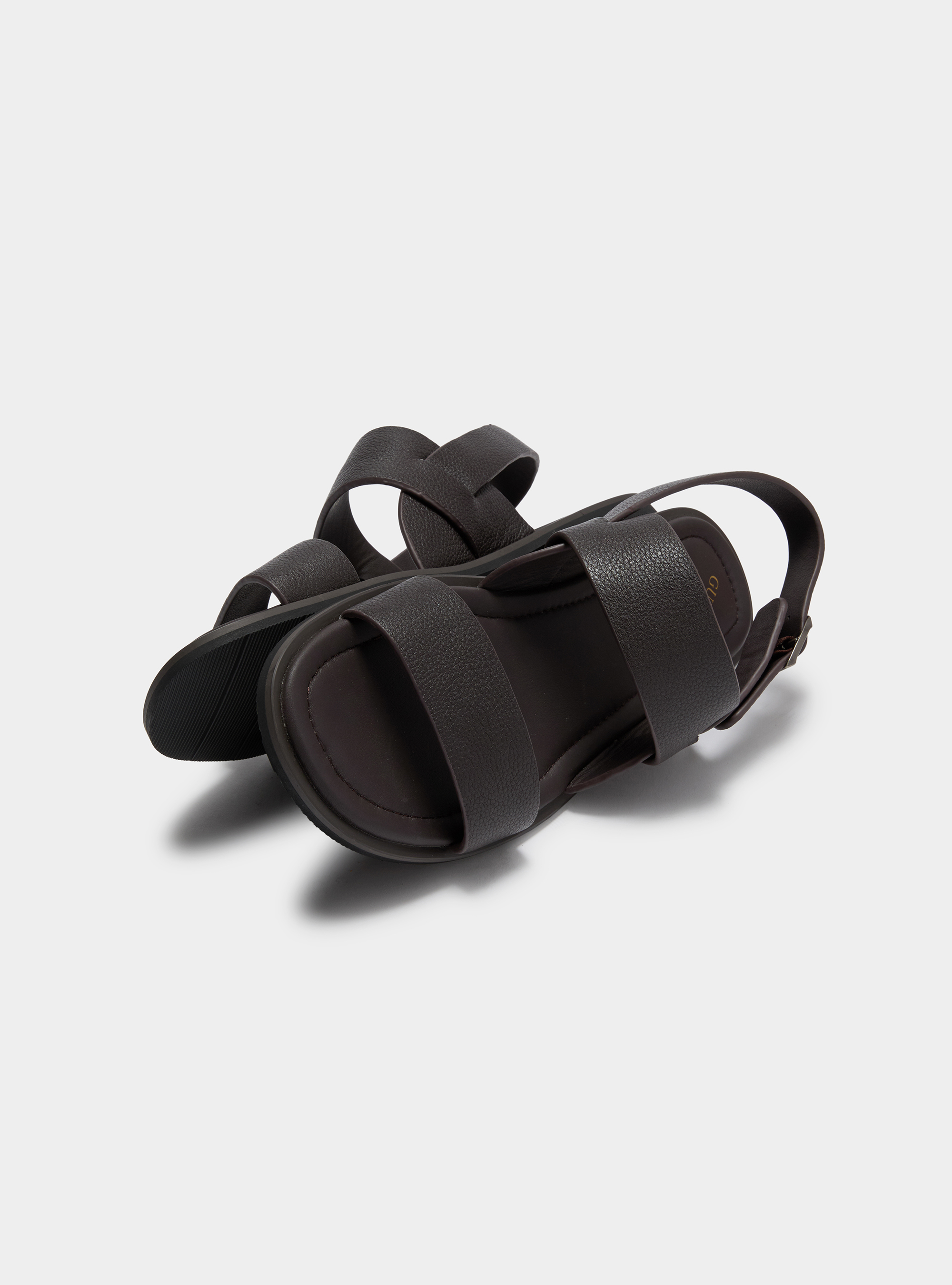 Sandali in pelle martellata, MARRON MUY OSCURO