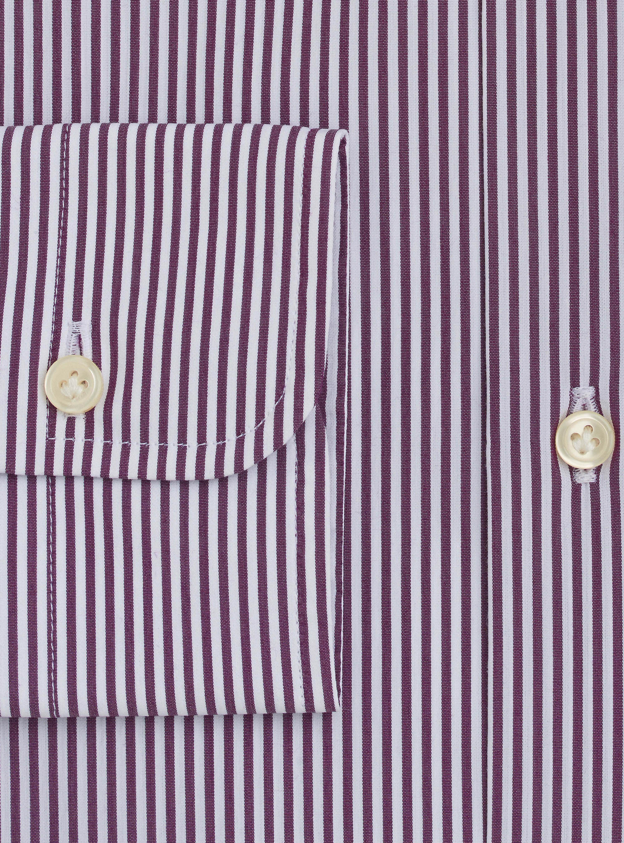 Chemise col fran&ccedil;ais semi-ouvert en popeline de coton stretch &agrave; rayures, VIOLET CLAIR