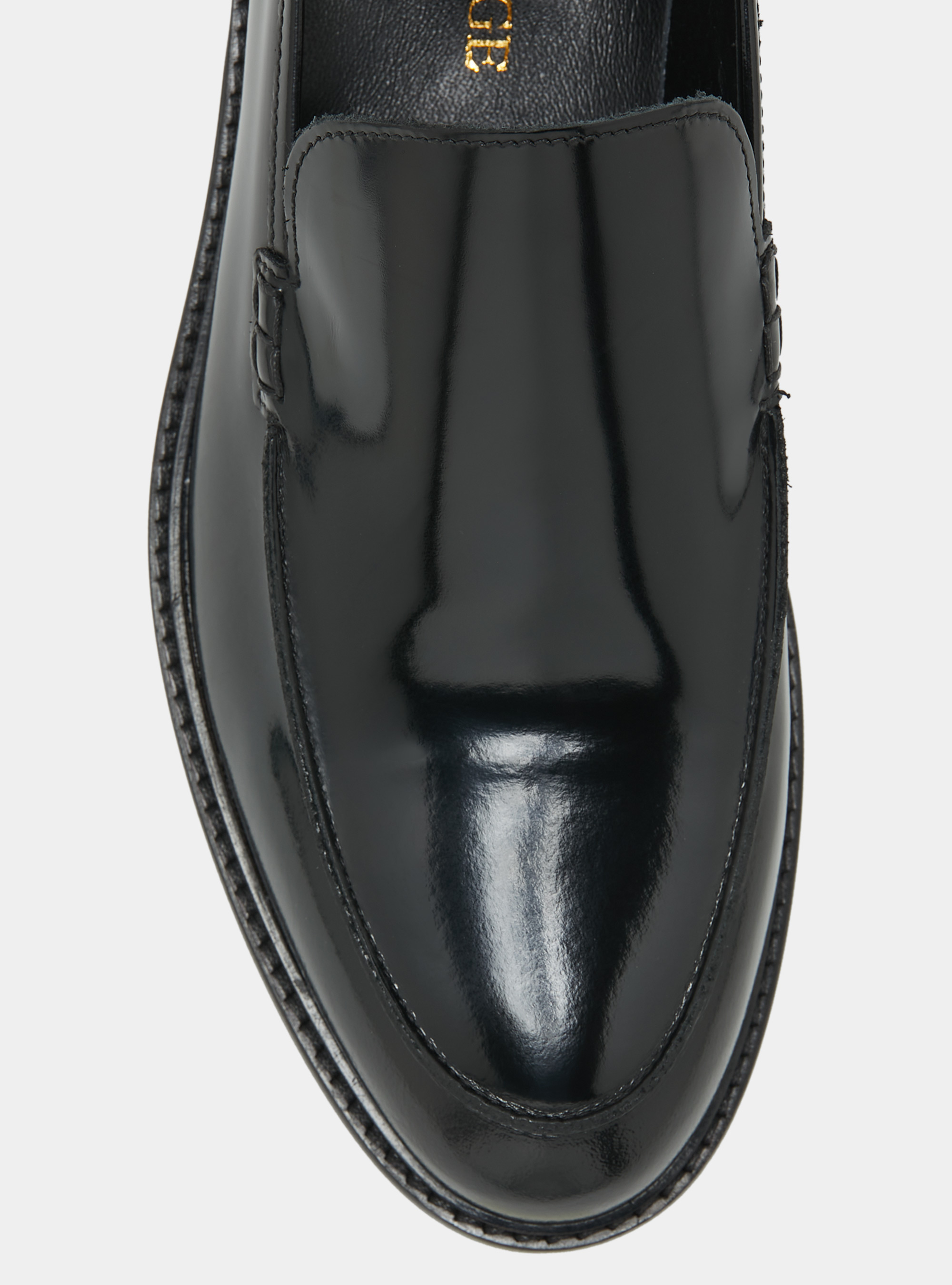 Abrasivated leather moccasins, BLACK