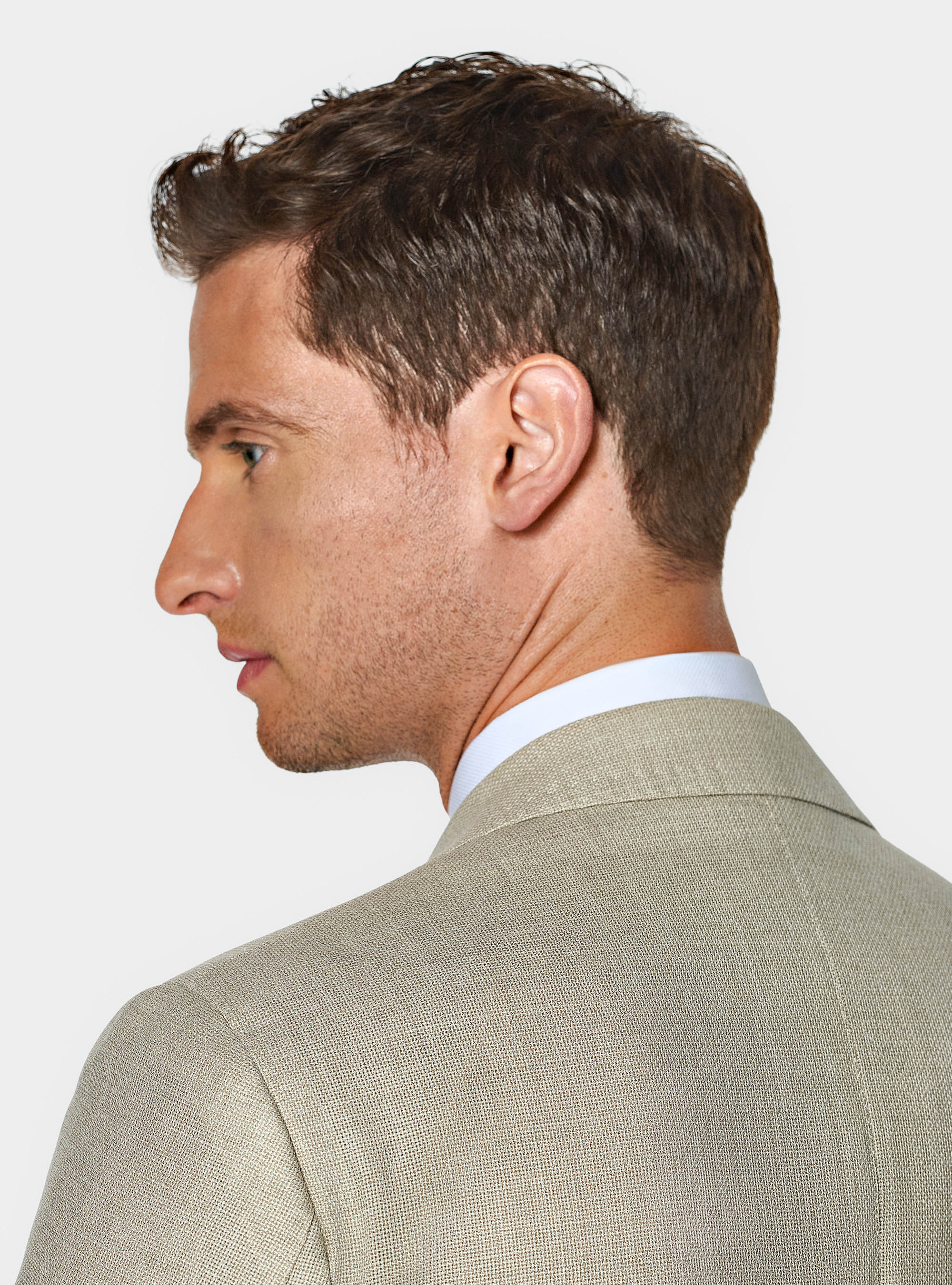 Giacca hopsack in lana Vitale Barberis Canonico, ECRU