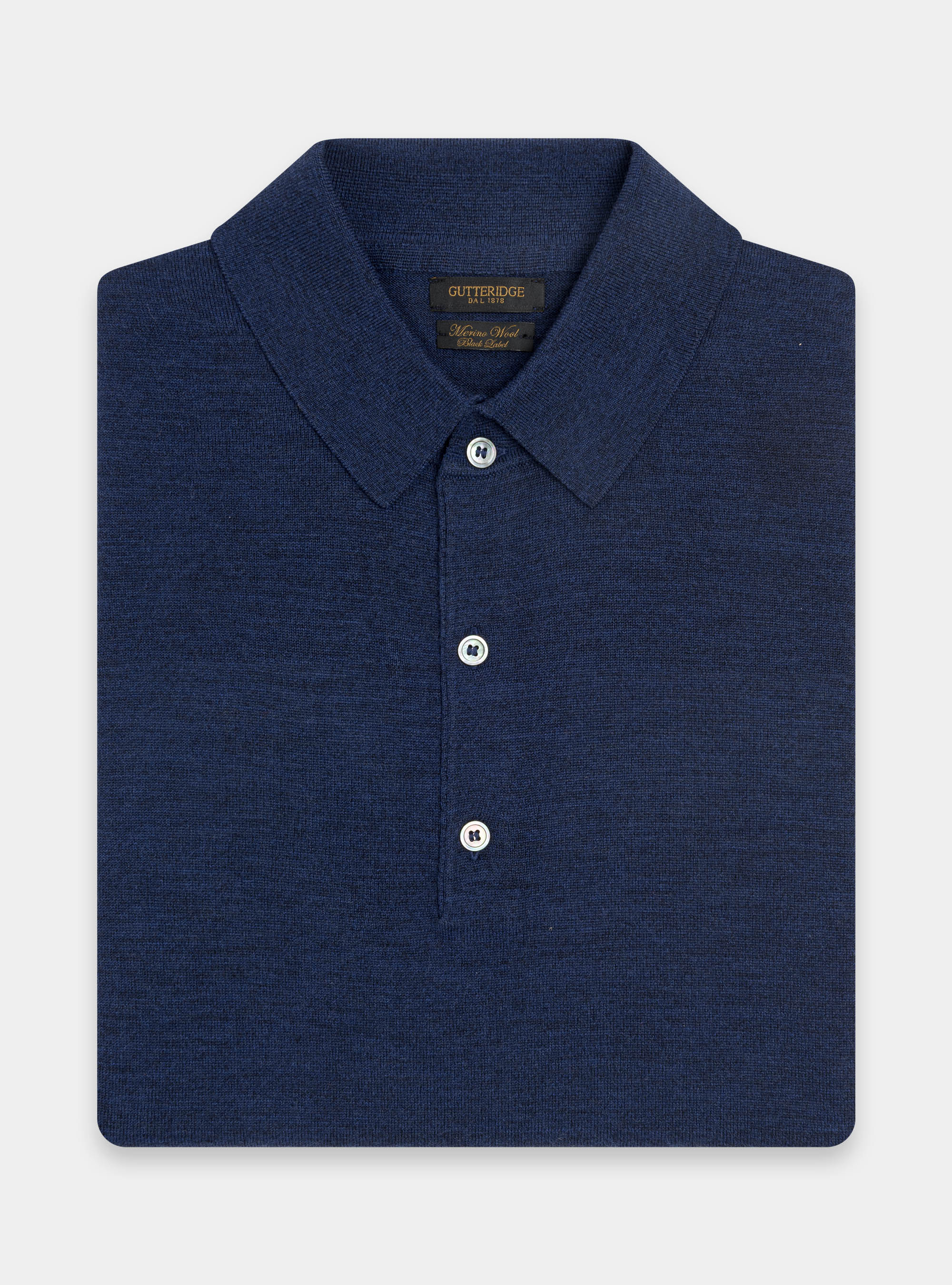 Maglia a polo in pura lana merino, INCHIOSTRO