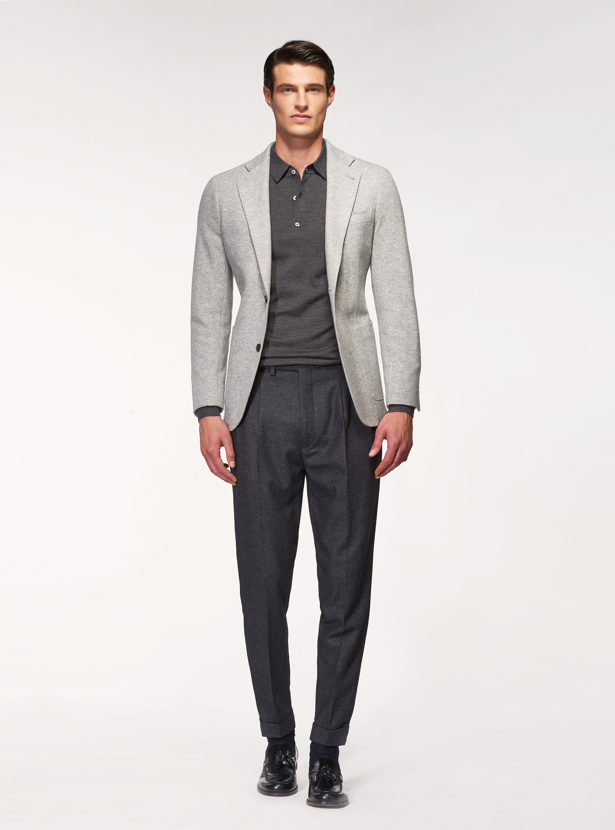 Giacca in jersey di lana, GRIGIO CHIARO