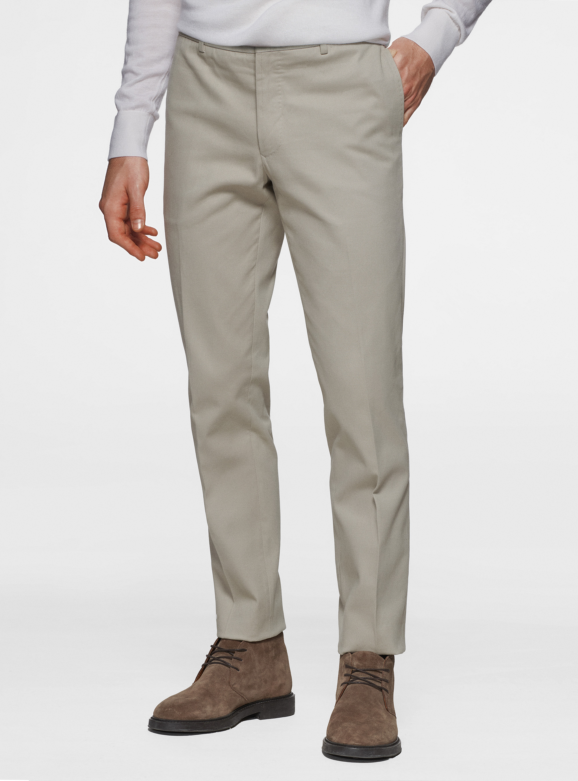 Pantaloni in cotone smerigliato, ECRU