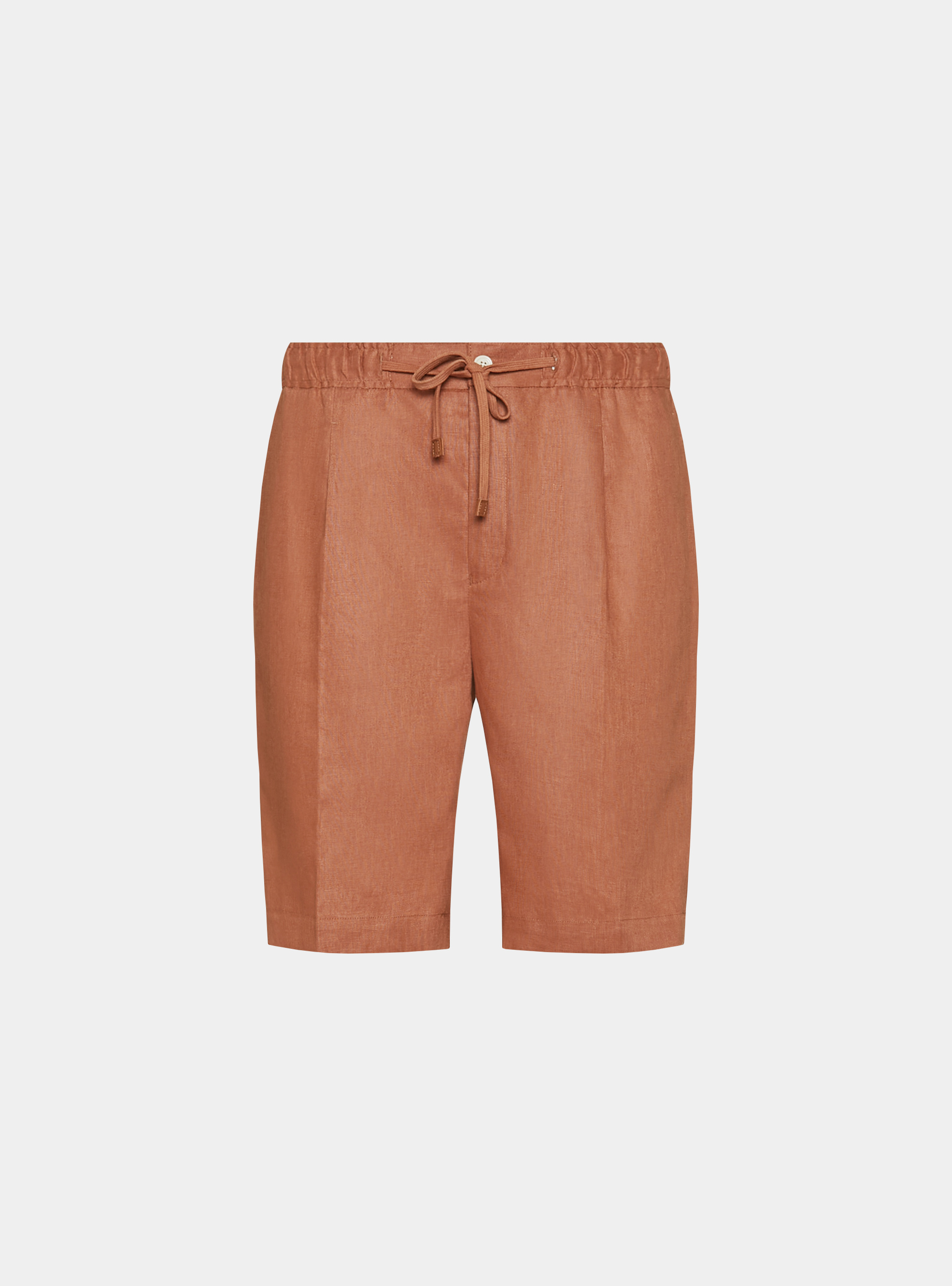 Bermuda in puro lino con elastico, ROSA SALMONE 0468C