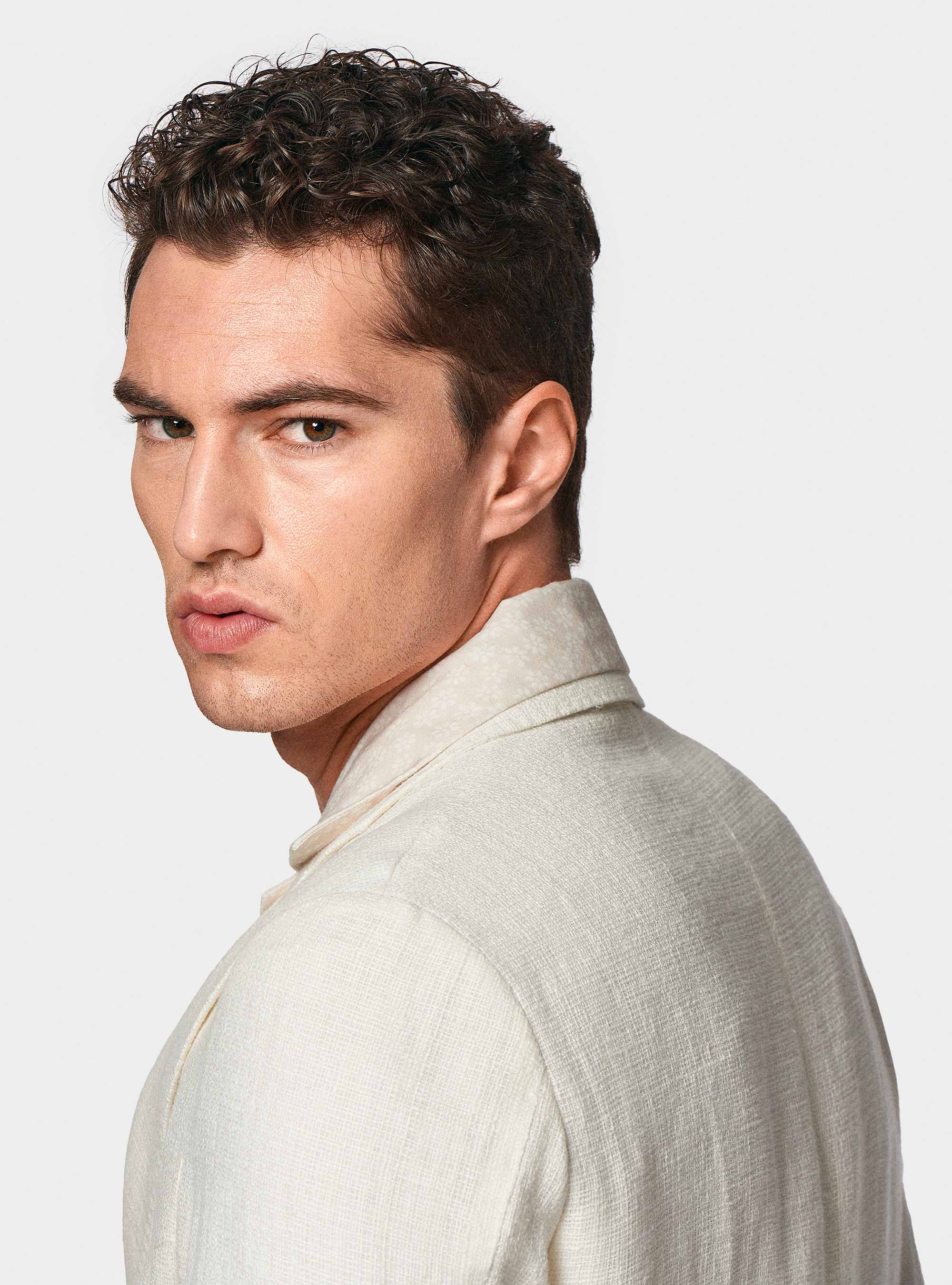 Linen crepe blazer, WHITE