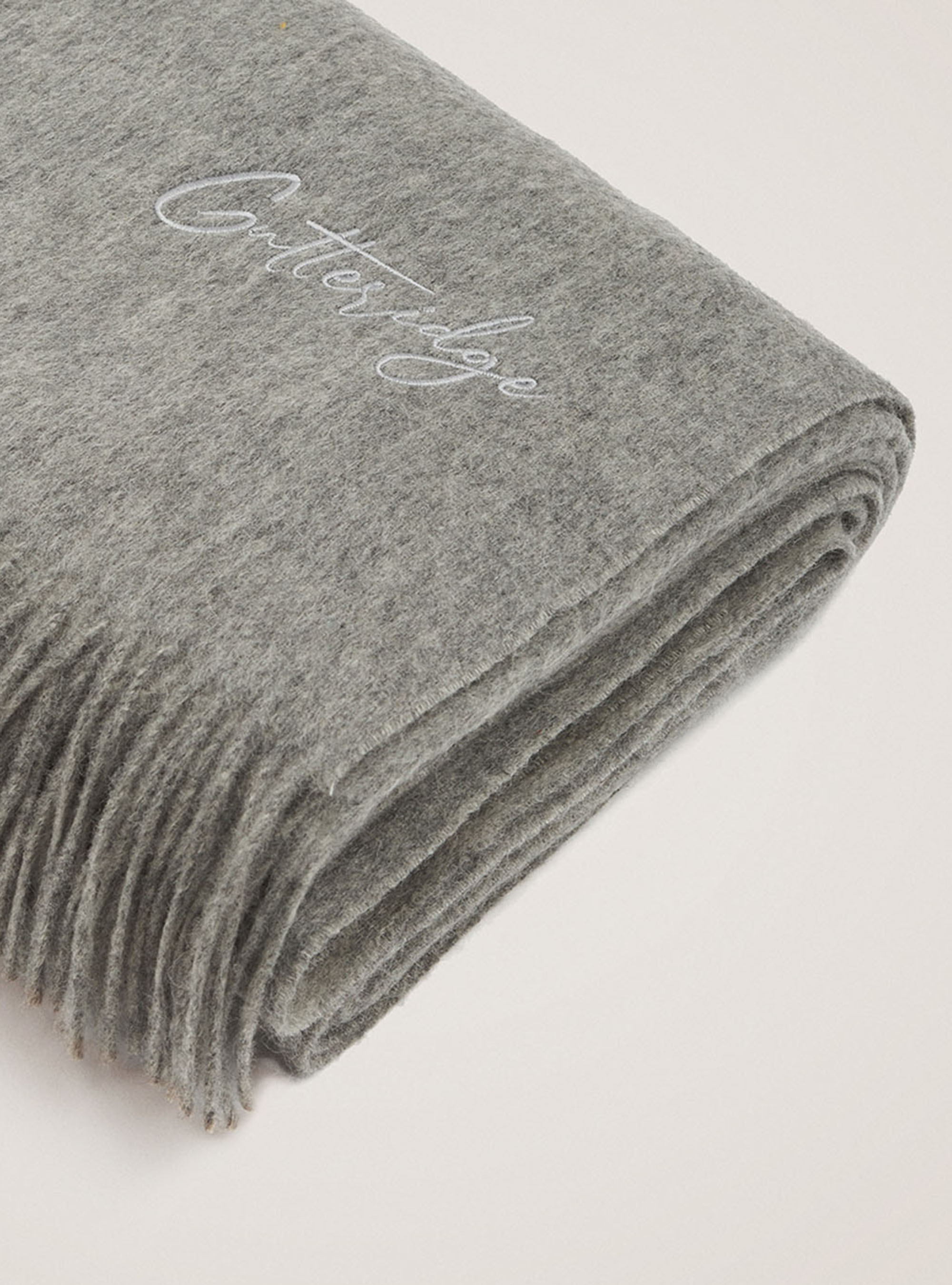 Tartán en lana cachemira con logo, GRIS MARENGO