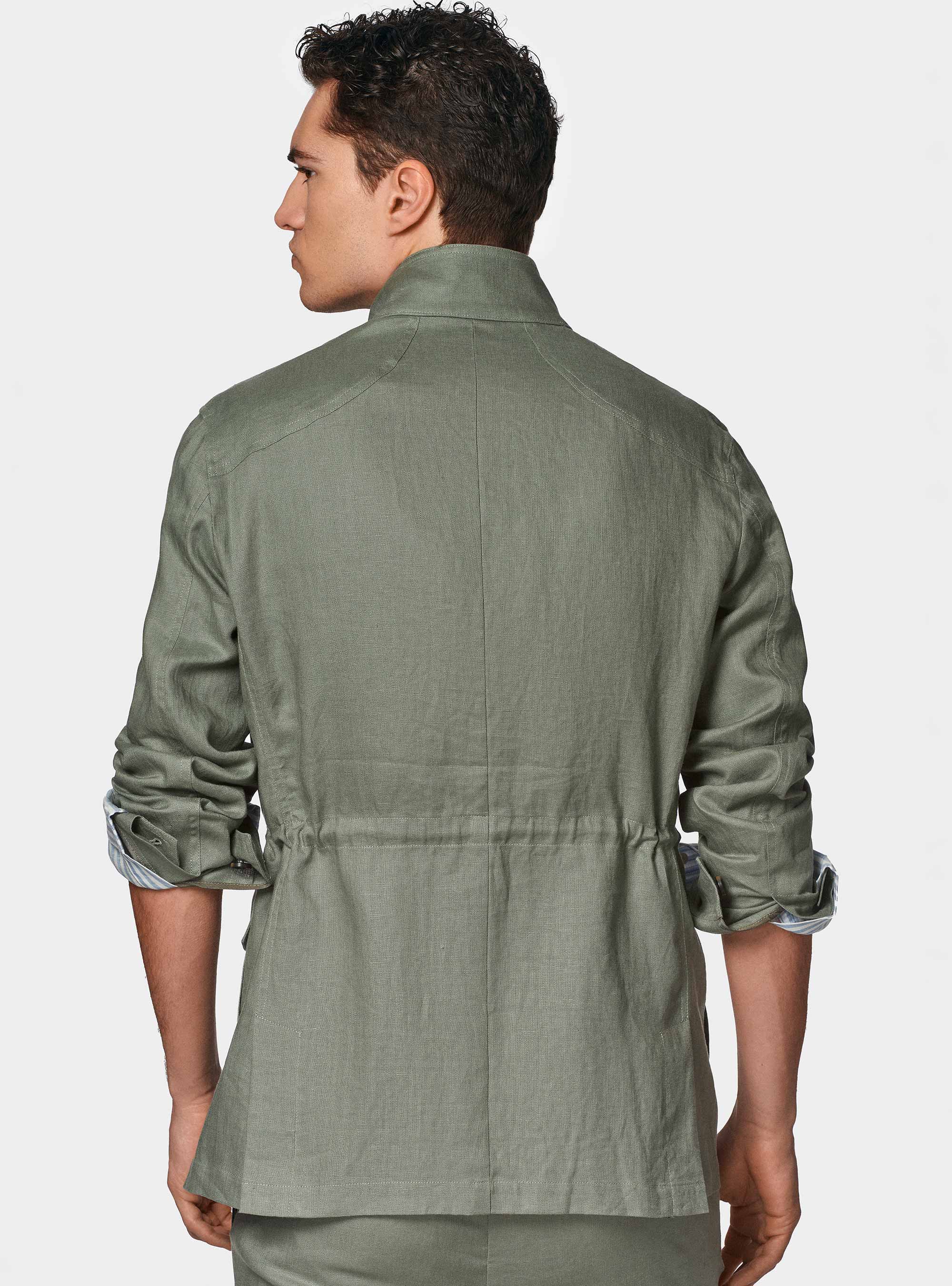 Field jacket in pure linen, SALVIA 0602C