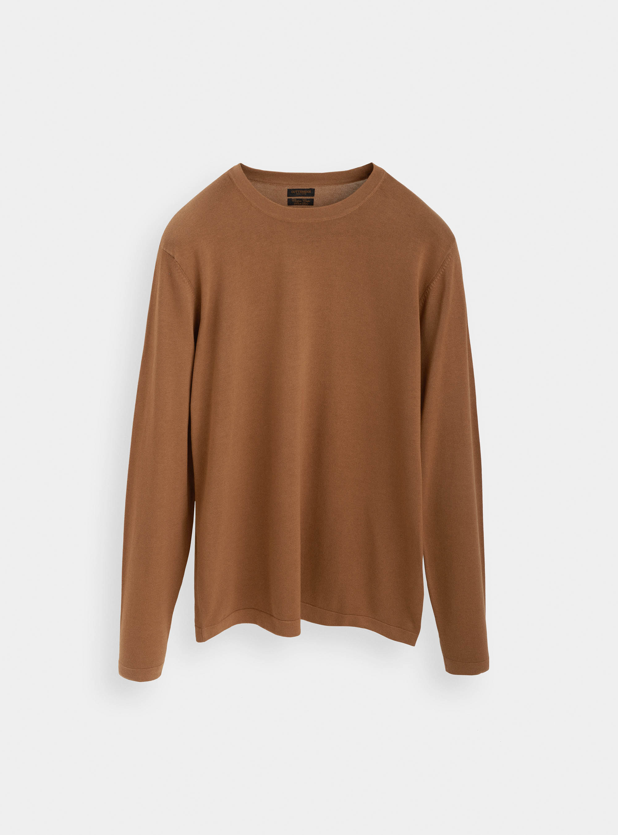 Crew-neck cotton crepe sweater, TORTORA 0542C