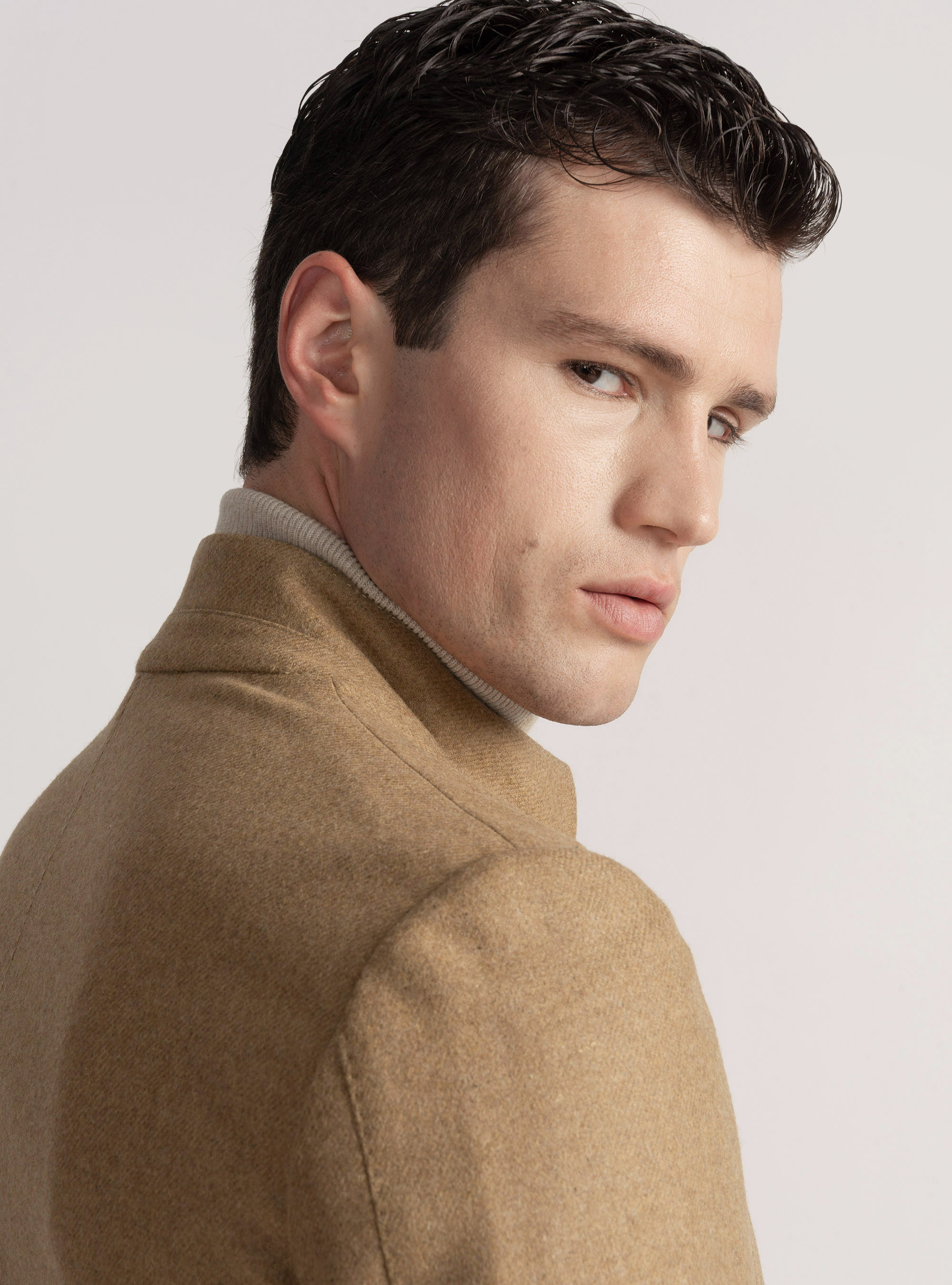 Giacca coreana in flanella di lana, CAMMELLO 0570C