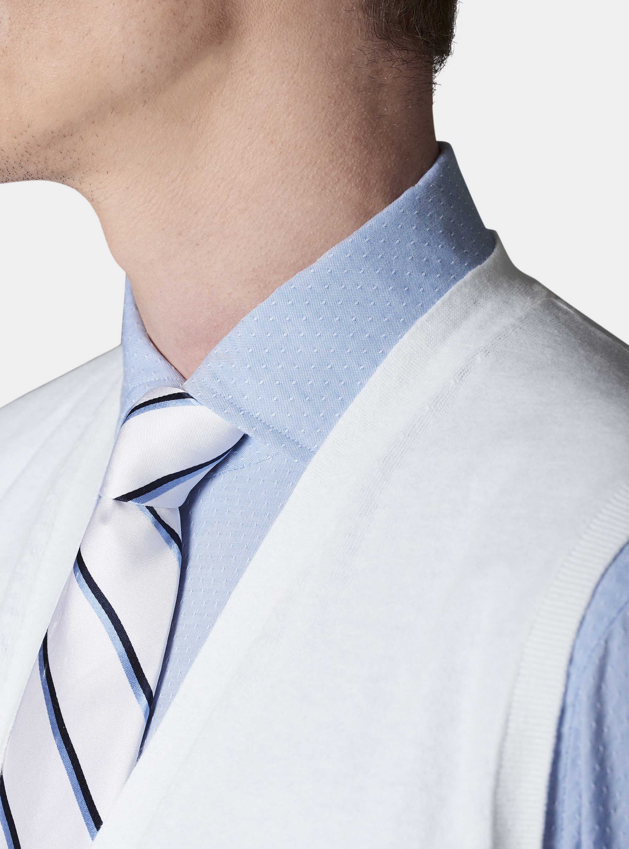 Gilet in maglia in cotone e lino, BIANCO