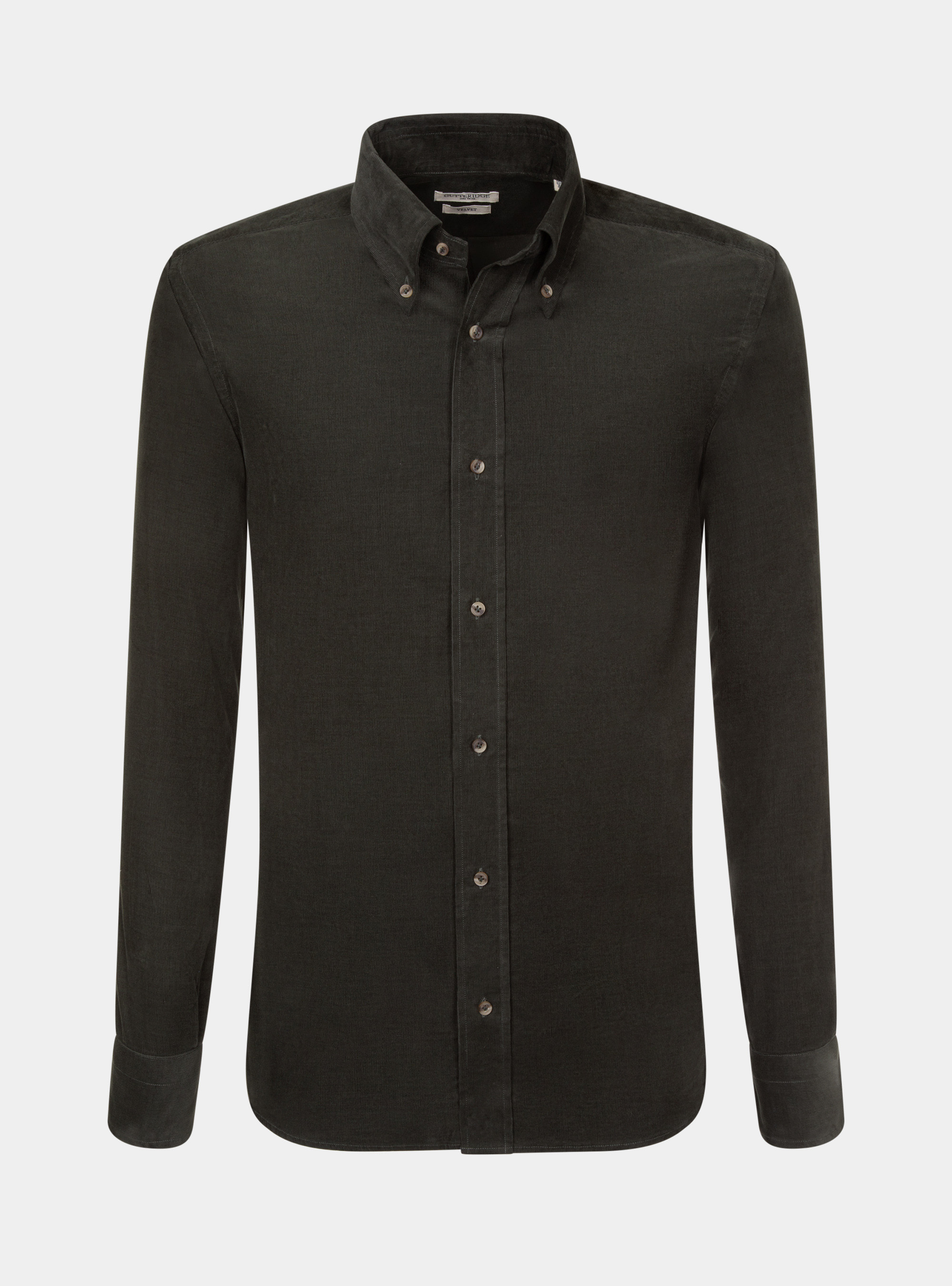 Camicia collo button down in velluto, MILITARE 0609C