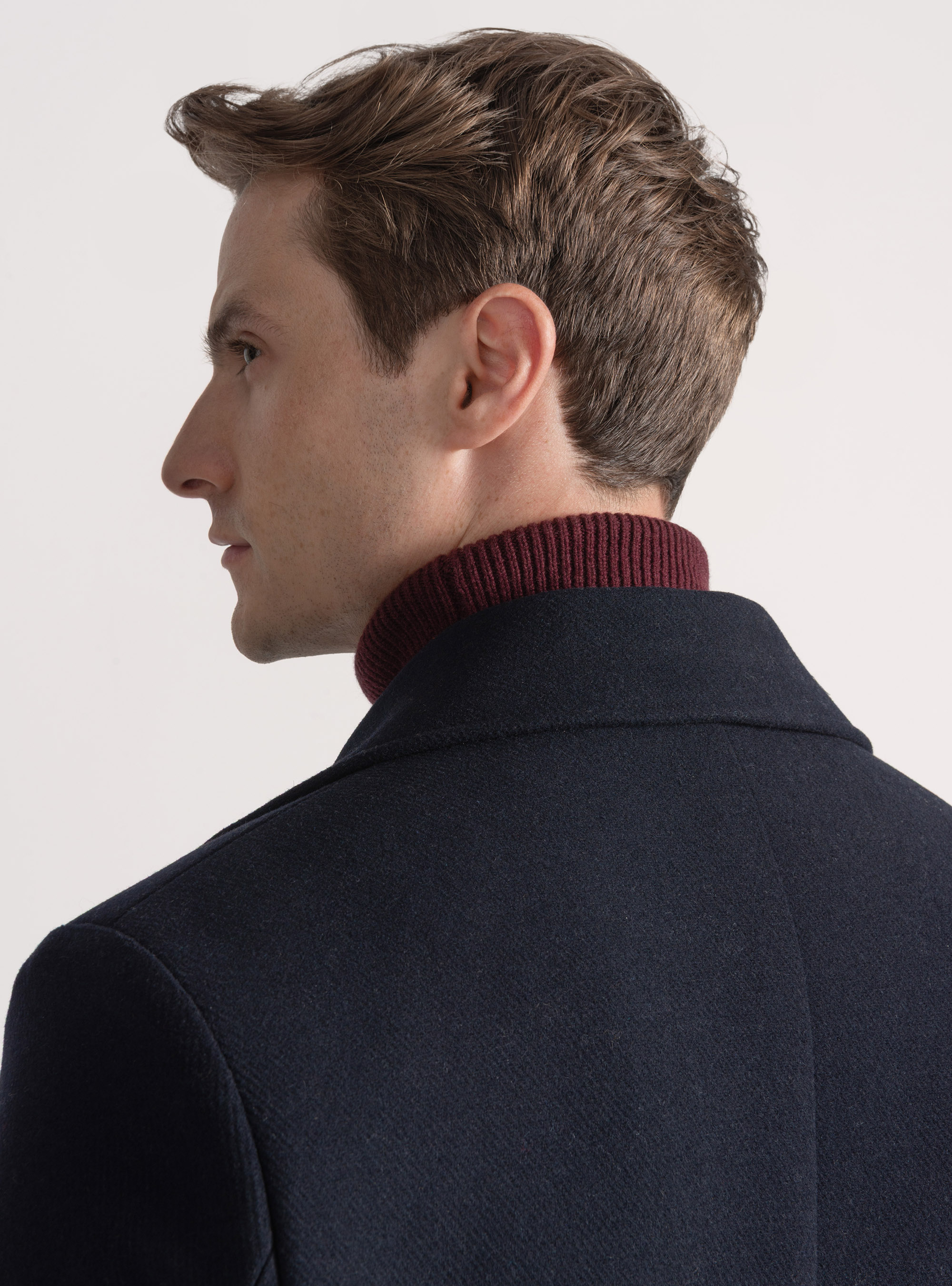 Peacoat in misto lana con tasche a toppa, BLU NAVY