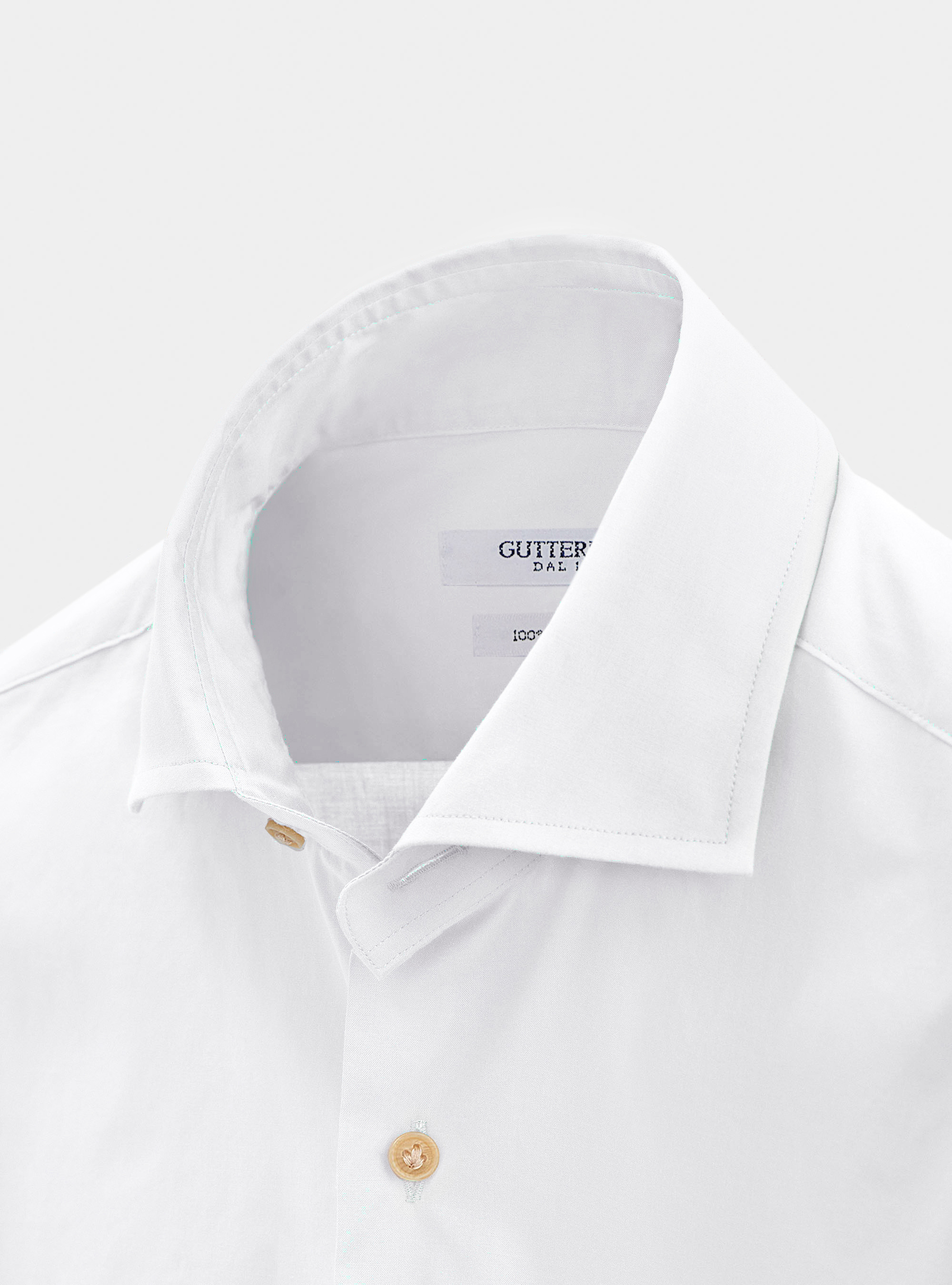 Camicia collo francese in mussola di cotone, BIANCO