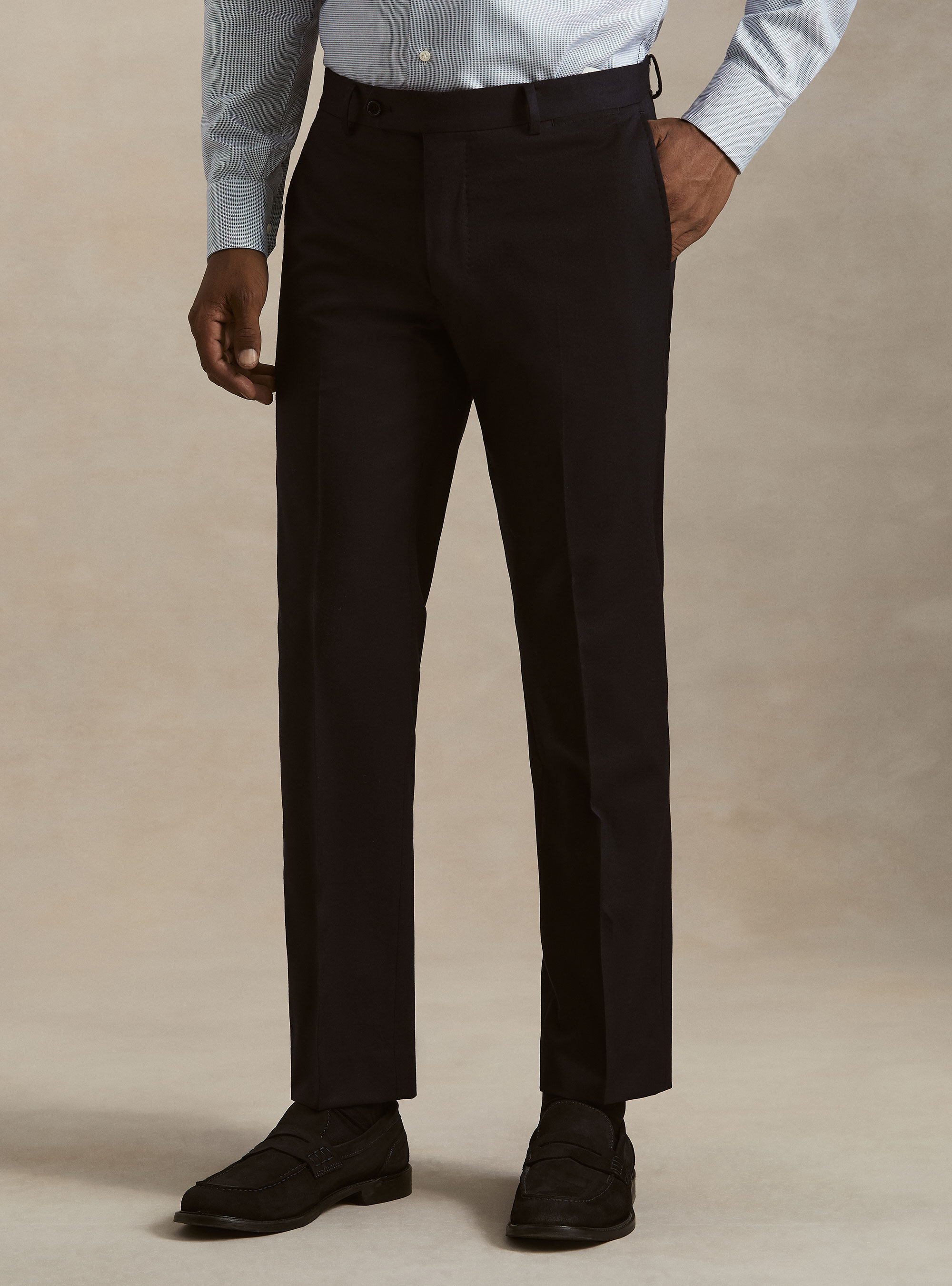Flannel suit trousers, NAVY BLUE