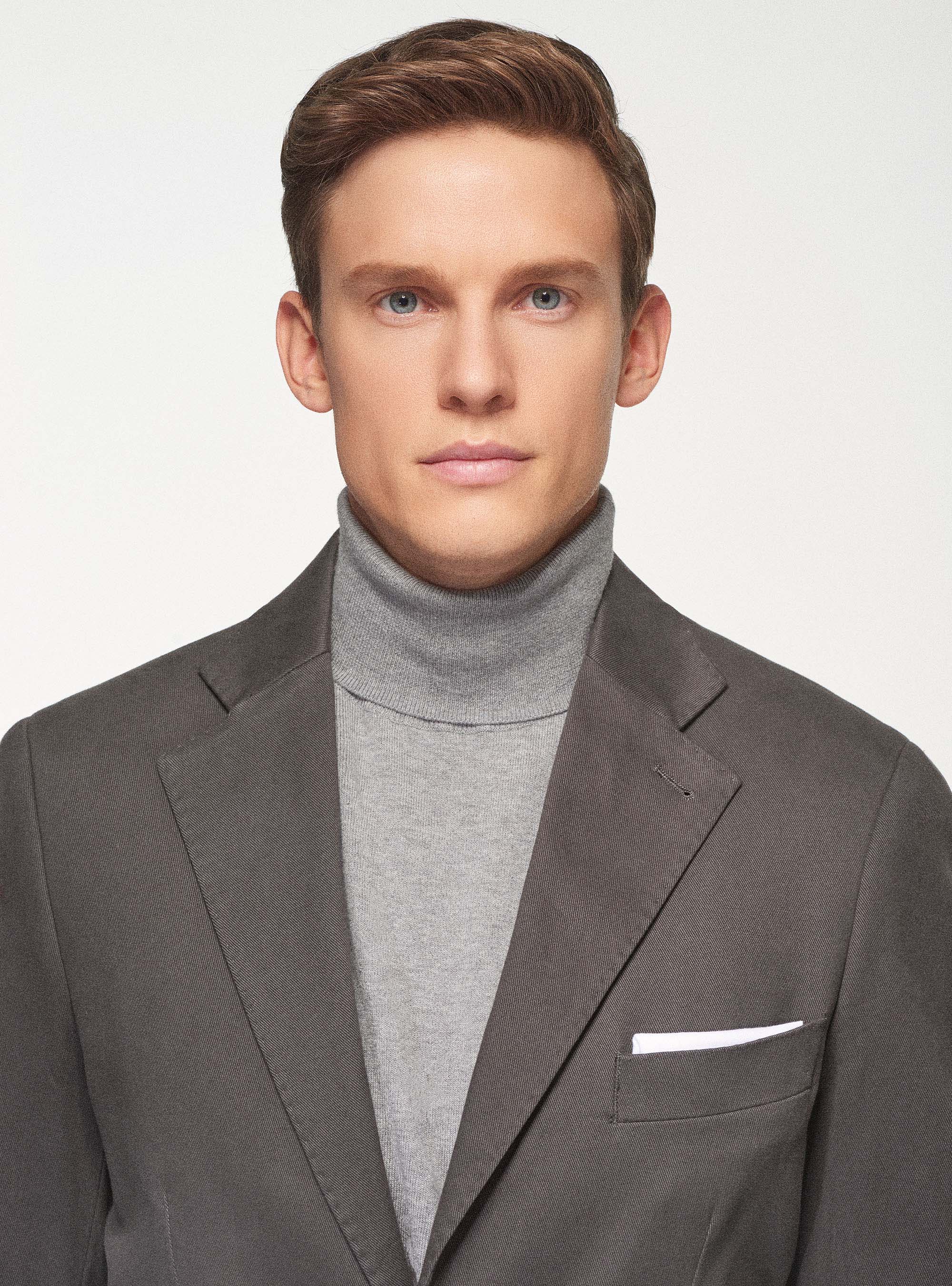 Giacca monopetto in cotone smerigliato, ASFALTO