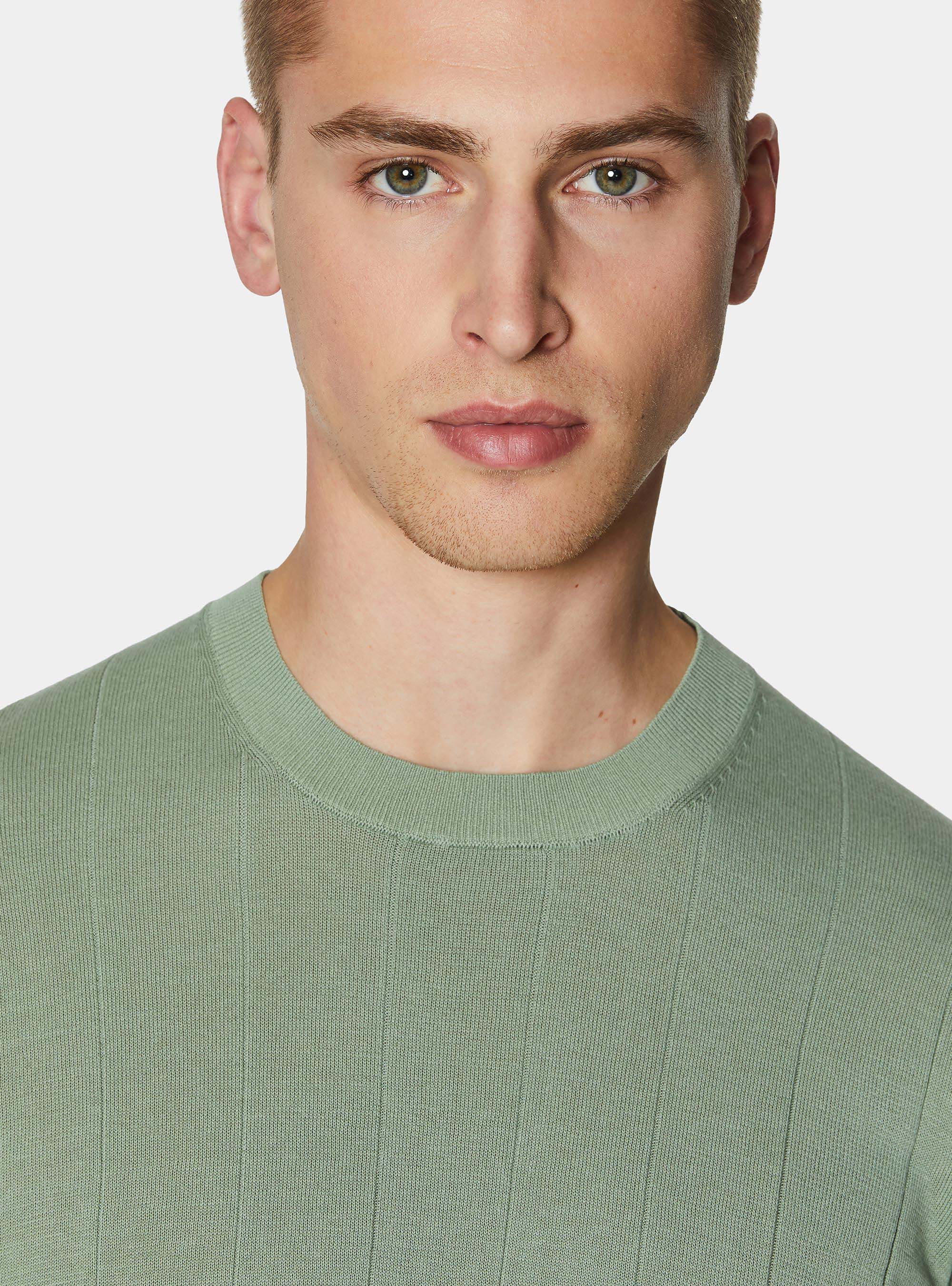 Maglia in puro cotone costa piatta, SALVIA 0602C