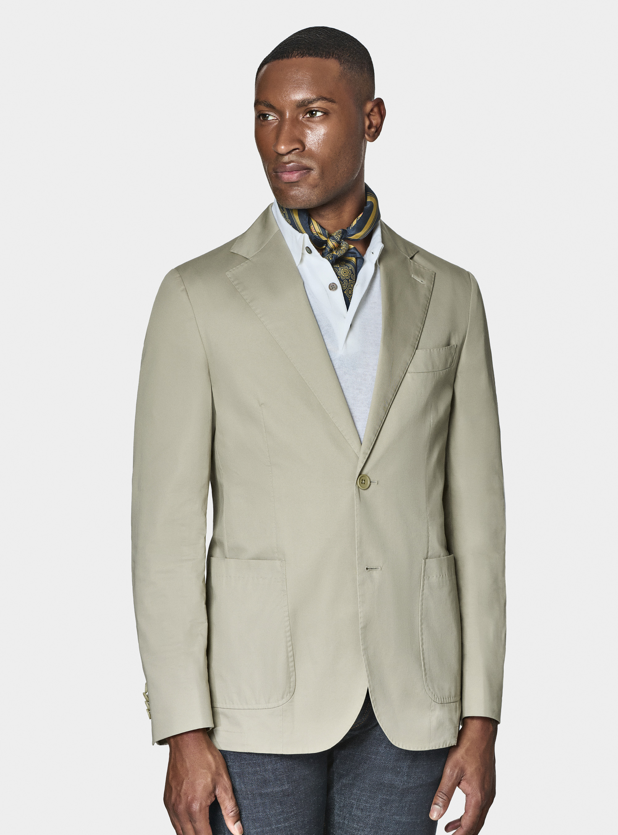 Cotton poplin blazer, ECRU