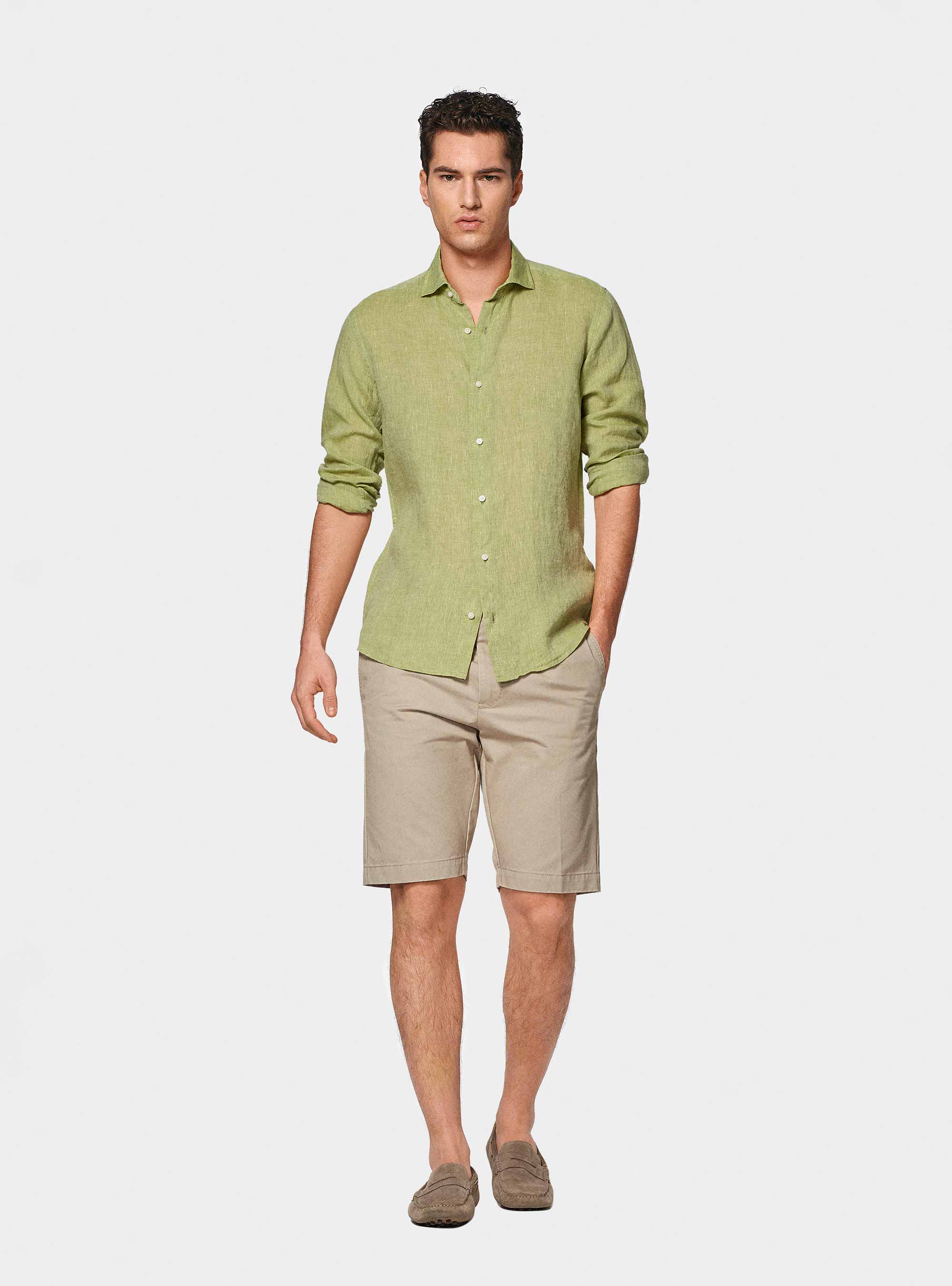 Camicia in puro lino, VERDE PISTACCHIO 0616C