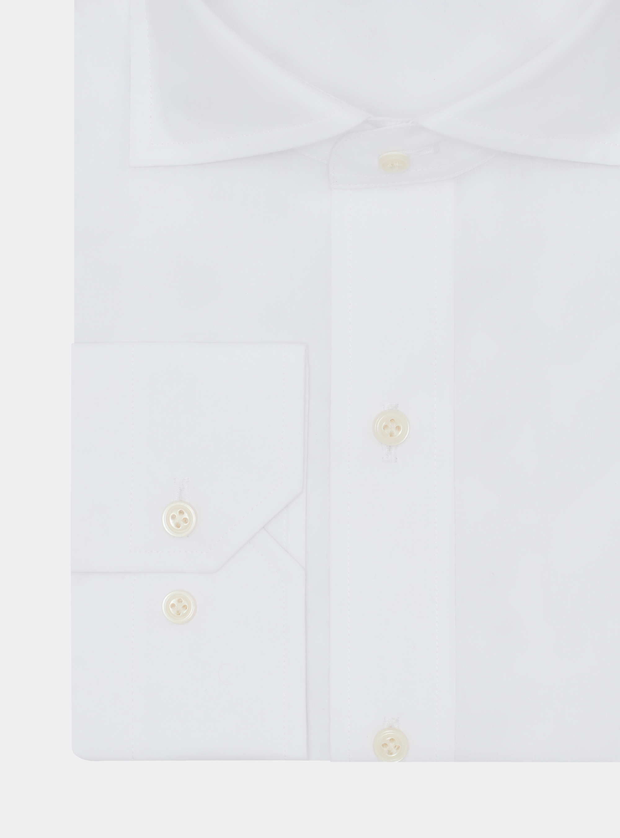 Camicia confort popeline di cotone collo semifranc, WHITE