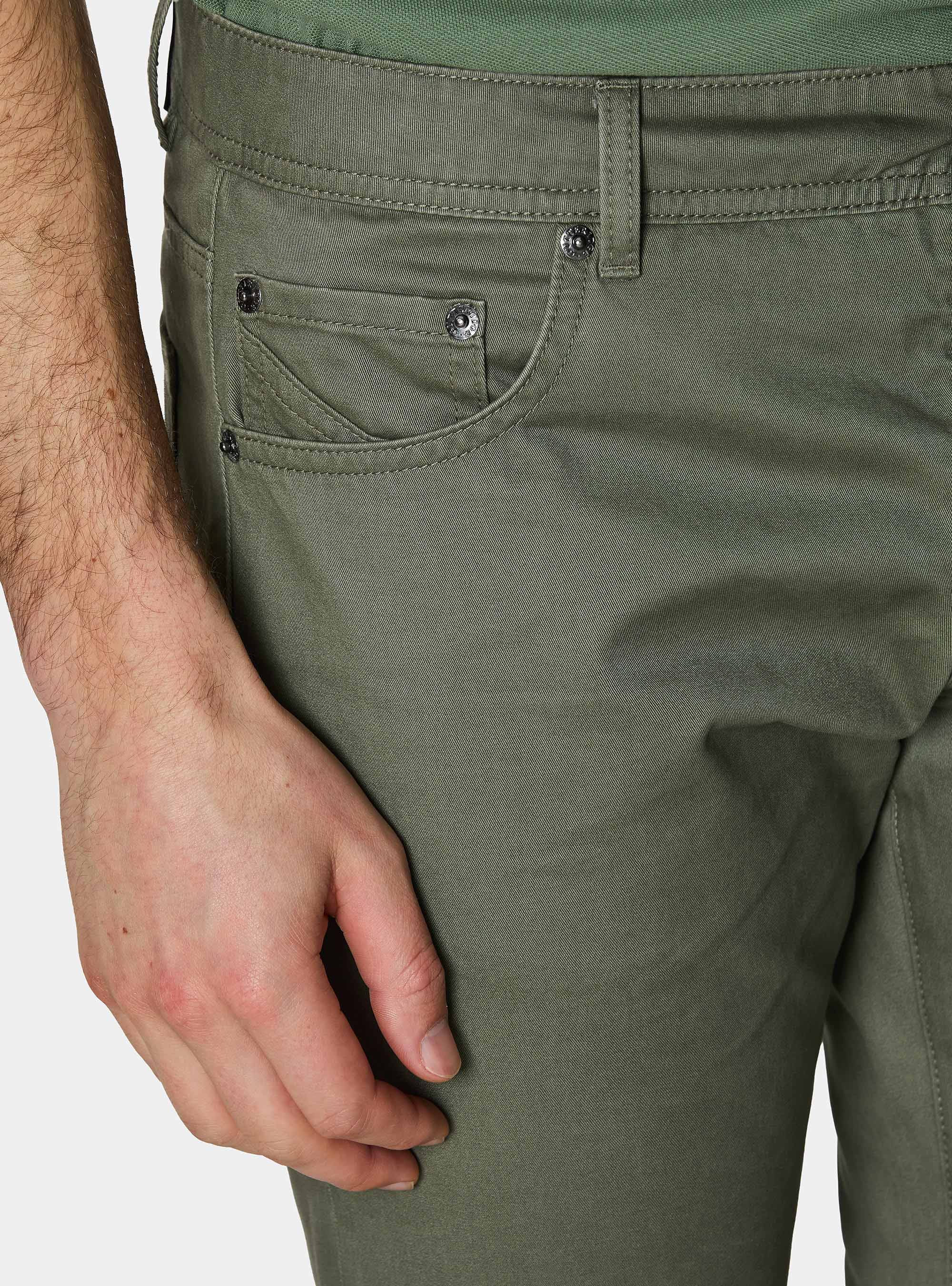 Pantaloni slim fit in twill di cotone, SALVIA 0602C