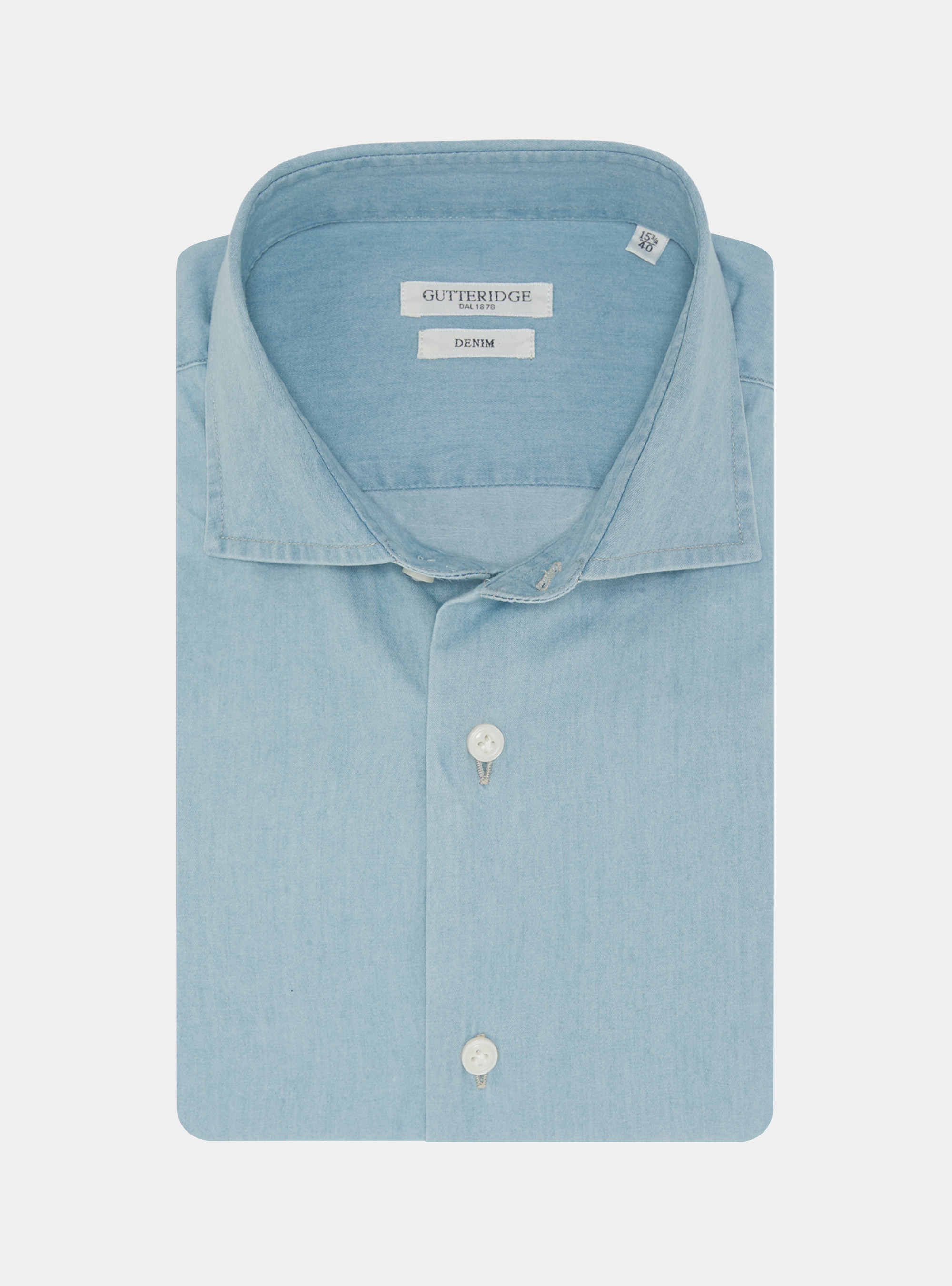 Camicia in cotone chambray, AZZURRO